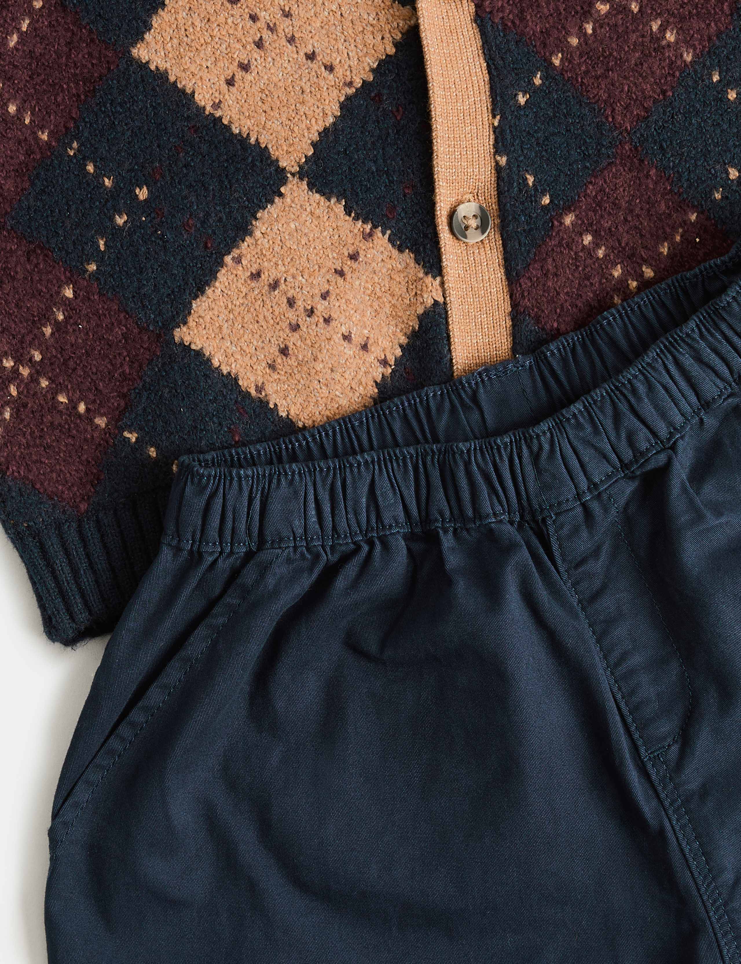 3pc Cotton Rich Argyle Top & Bottom Outfit 3 of 3
