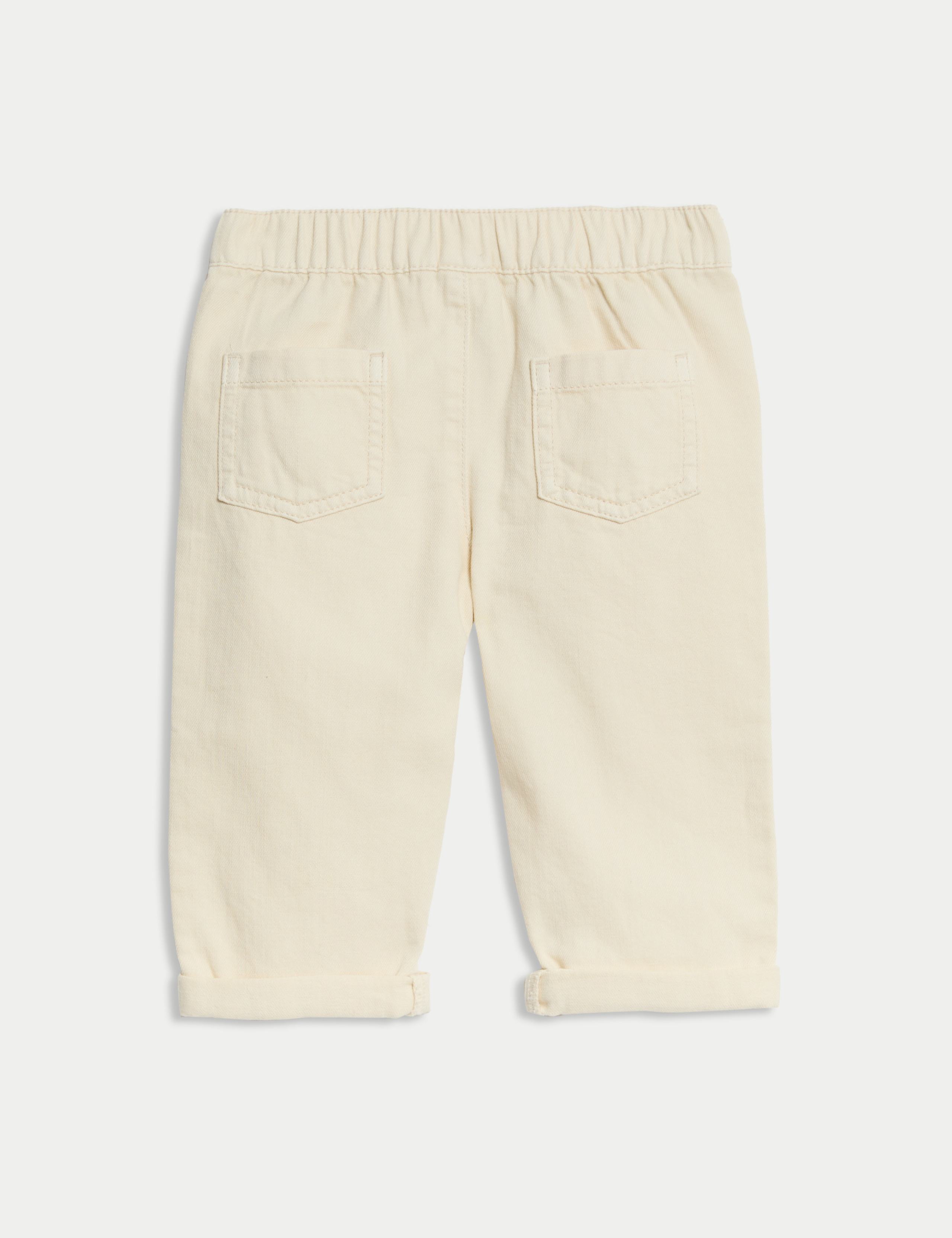 Pure Cotton Elasticated Waist Trousers (0-3 Yrs) 2 of 3