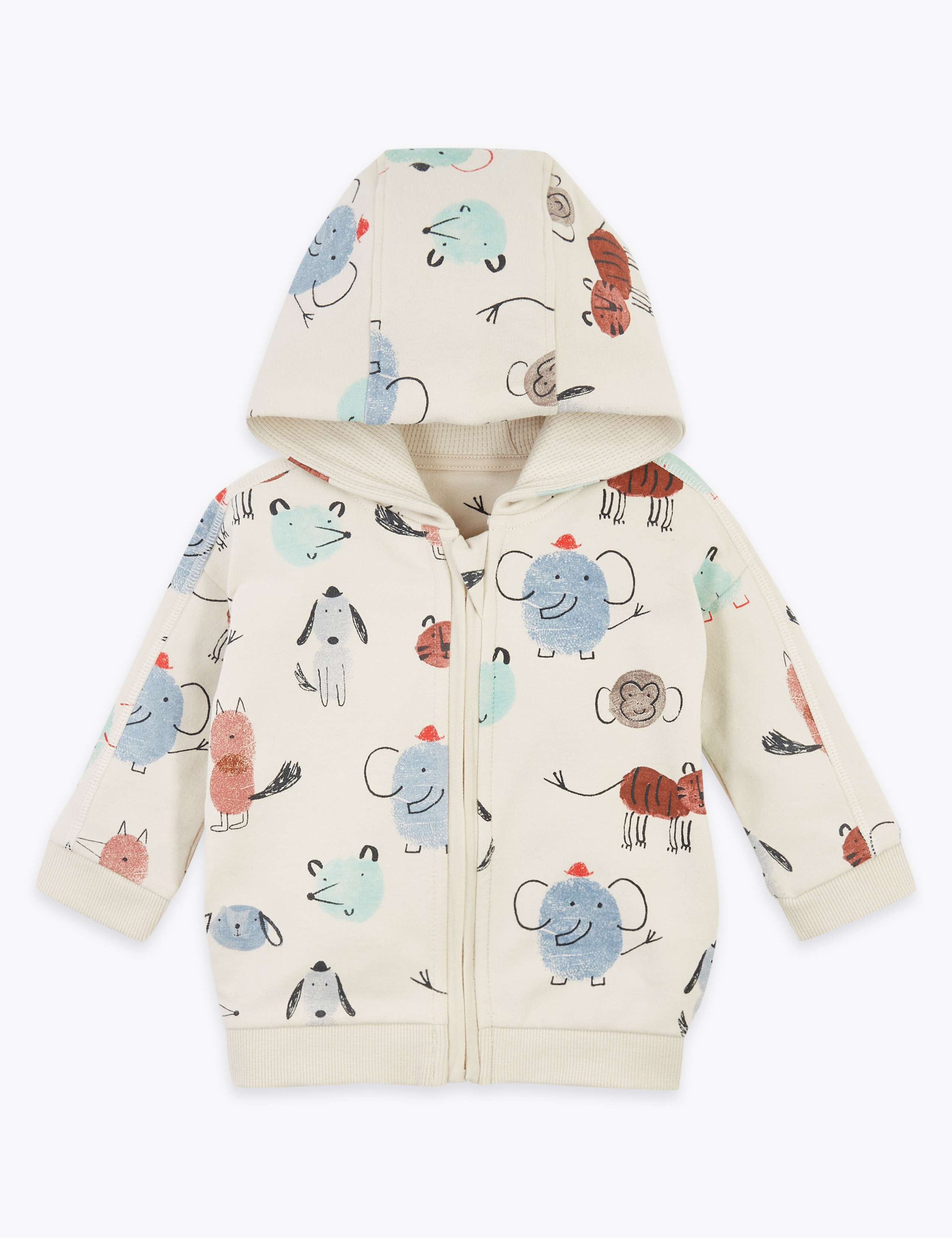 Cotton Rich Animal Print Hoodie (0-3 Yrs) 1 of 3
