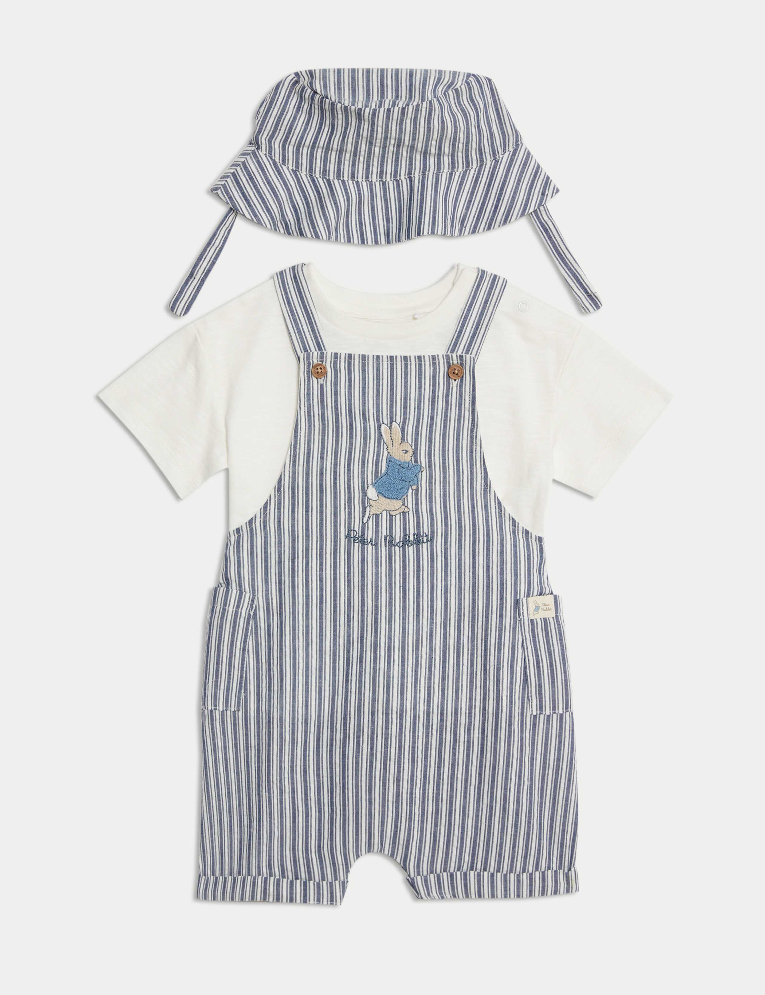 3pc Pure Cotton Peter Rabbit™ Striped Outfit (0-3 Yrs) 1 of 7