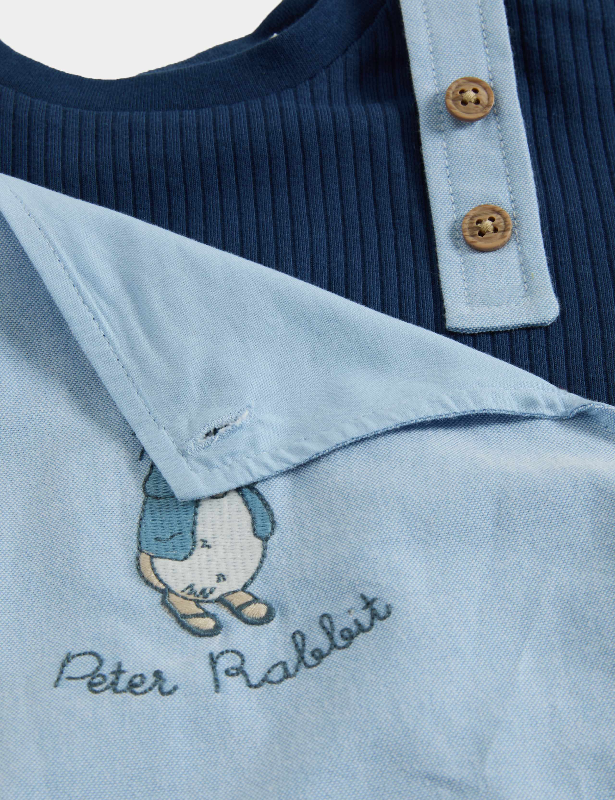 3pc Cotton Rich Peter Rabbit™ Dungaree Outfit (0-3 Yrs) 6 of 7