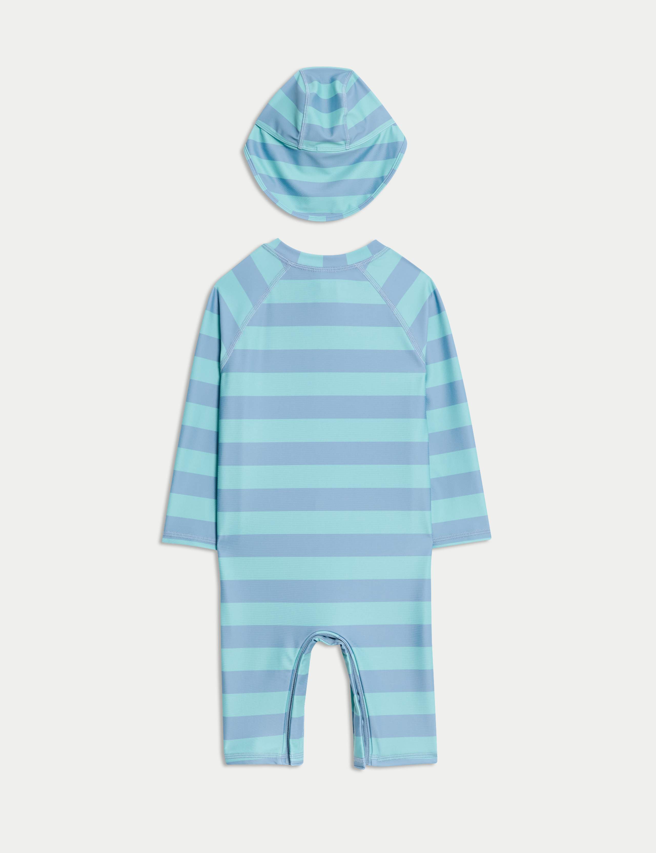 2pc Striped Sunsafe Swimsuit with Hat (0 -3 Yrs) 2 of 4