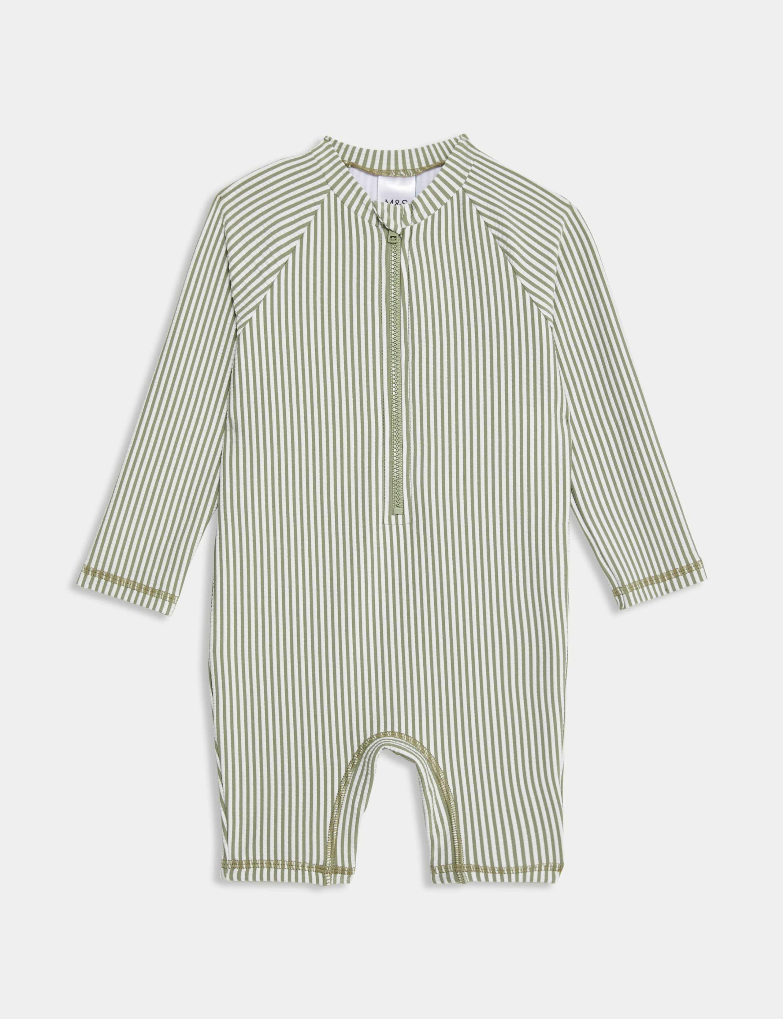 Striped Long Sleeve Swim All In One (0-3 Yrs) 1 of 3