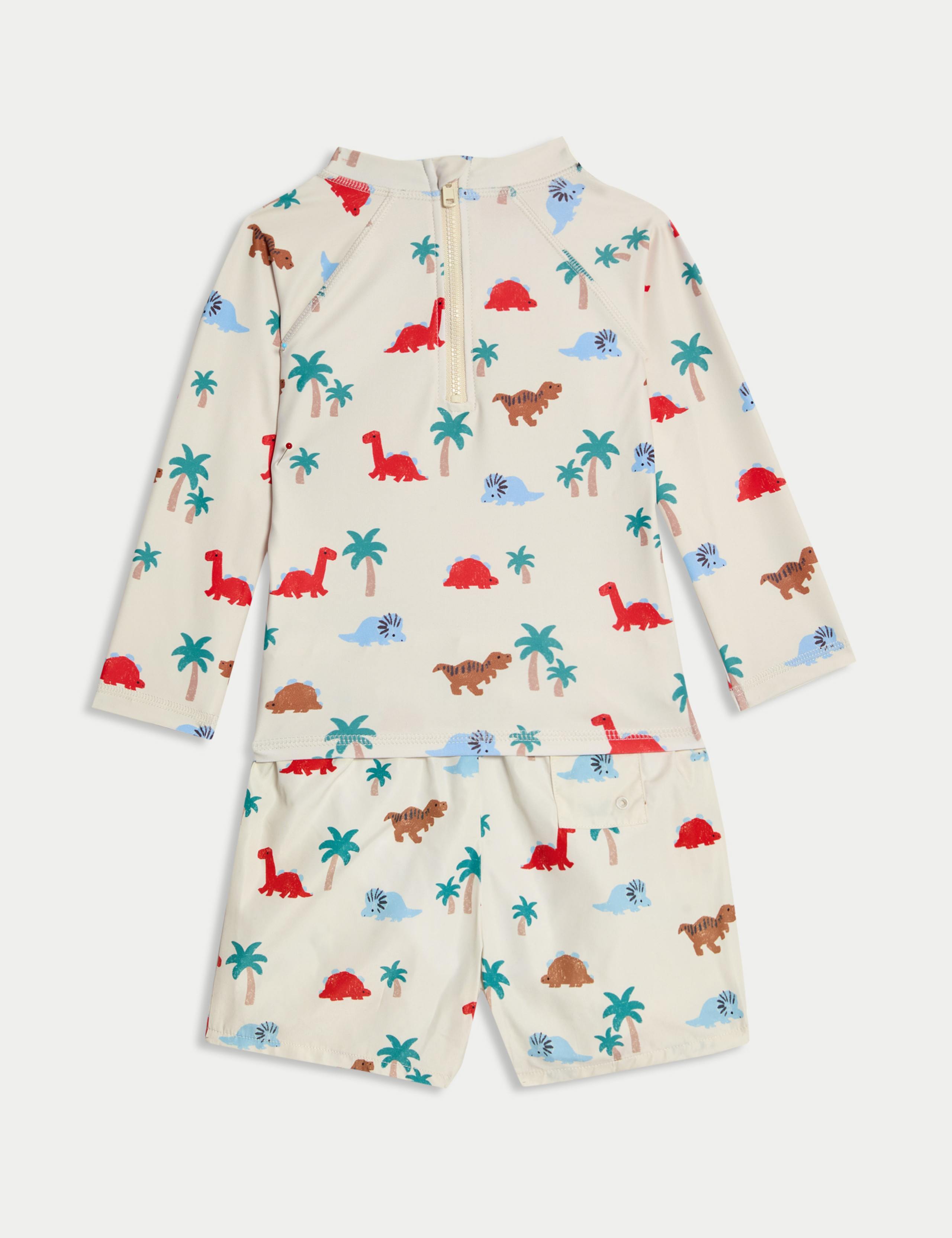 2pc Dinosaur Rash Vest Swim Set (0-3 Yrs) 2 of 6
