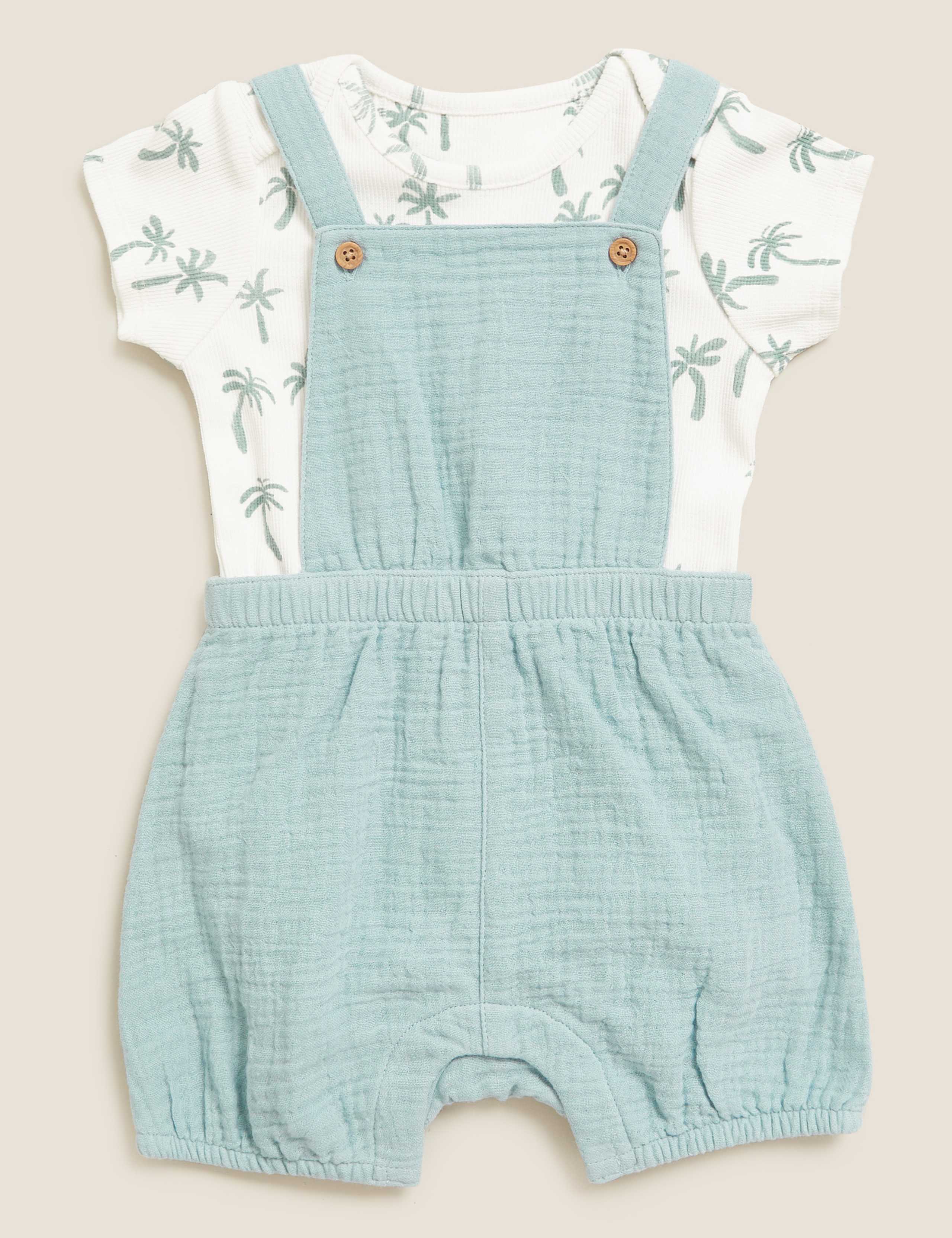 2pc Cotton Palm Tree Print Outfit (7lbs-12 Mths ) 1 of 5