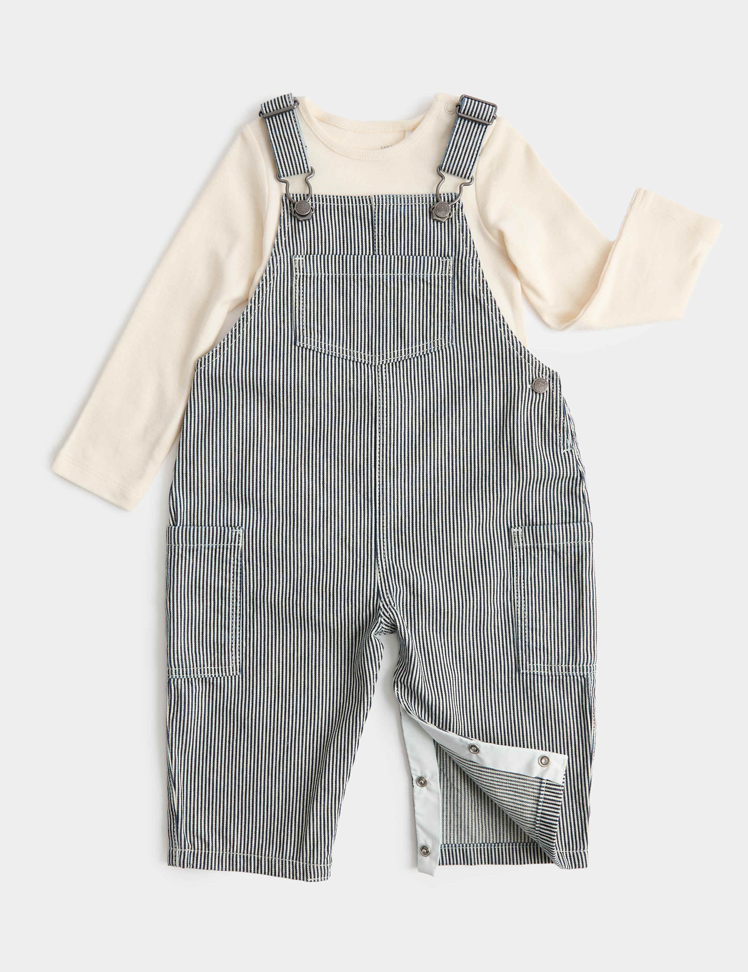2pc Pure Cotton Ticking Stripe Dungaree (Newborn-3 Yrs) 2 of 5