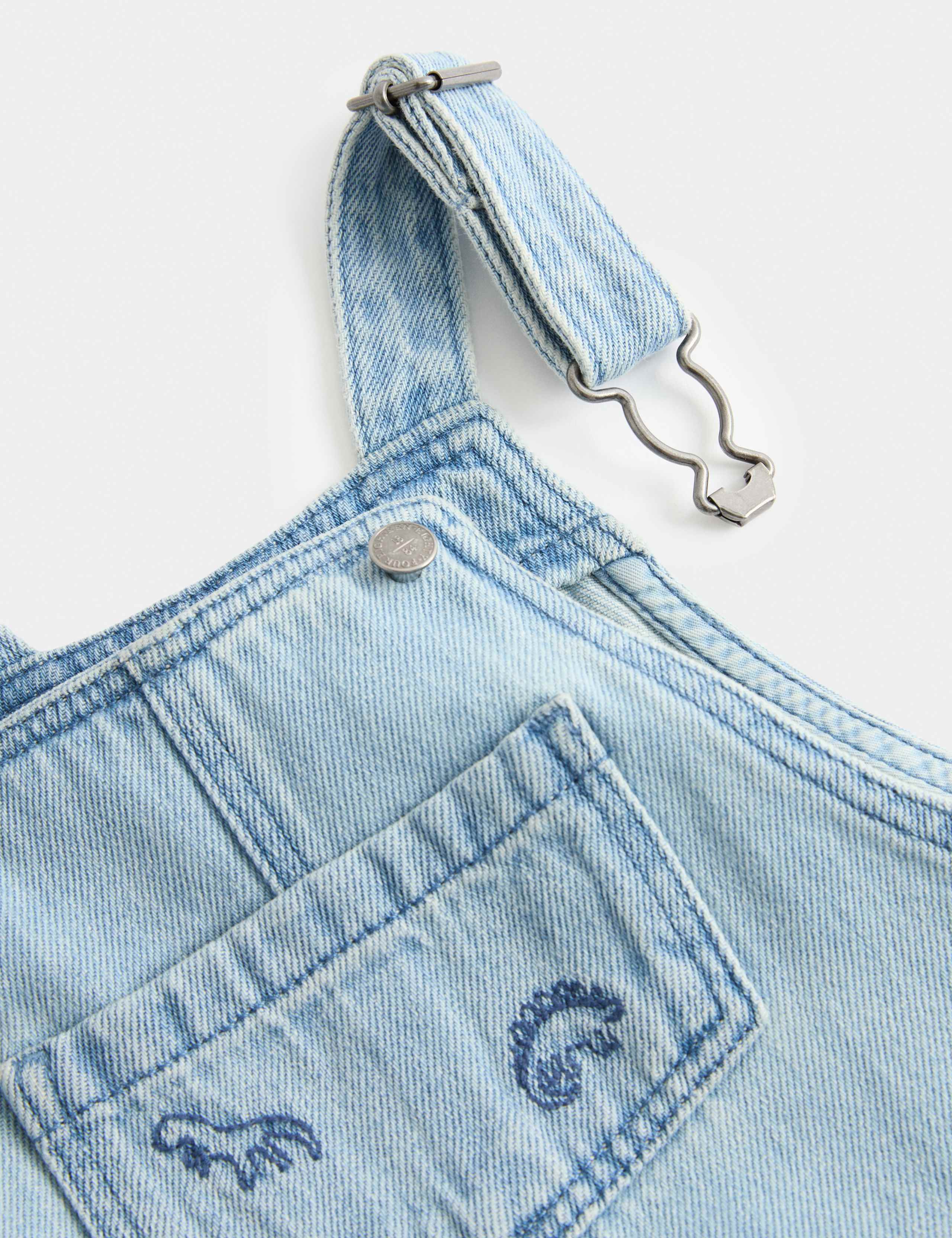 Pure Cotton Embroidered Denim Dungaree Outfit (0-3 Yrs) 3 of 3