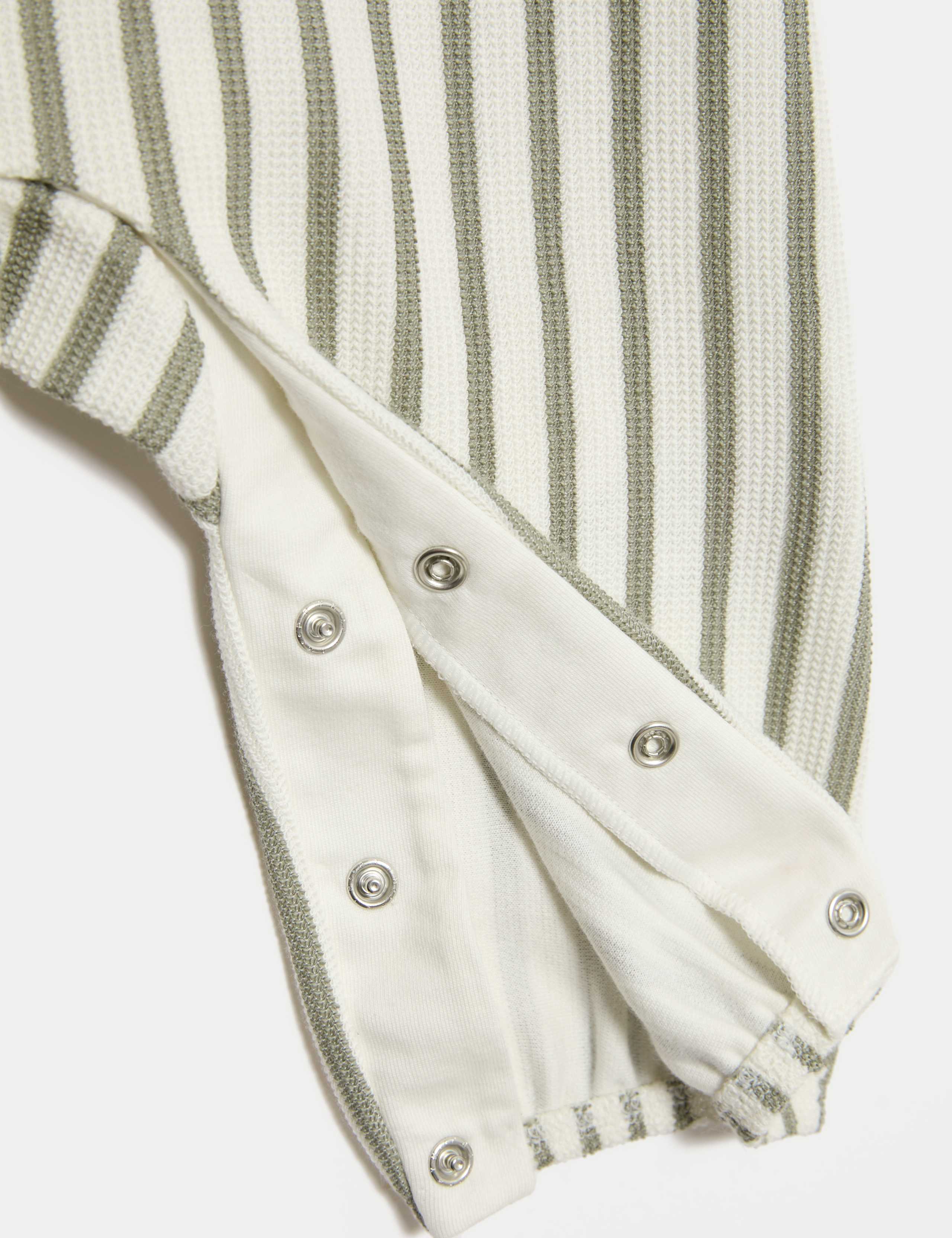2pc Pure Cotton Jersey Striped Dungaree Outfit (0-3 Yrs) 5 of 6