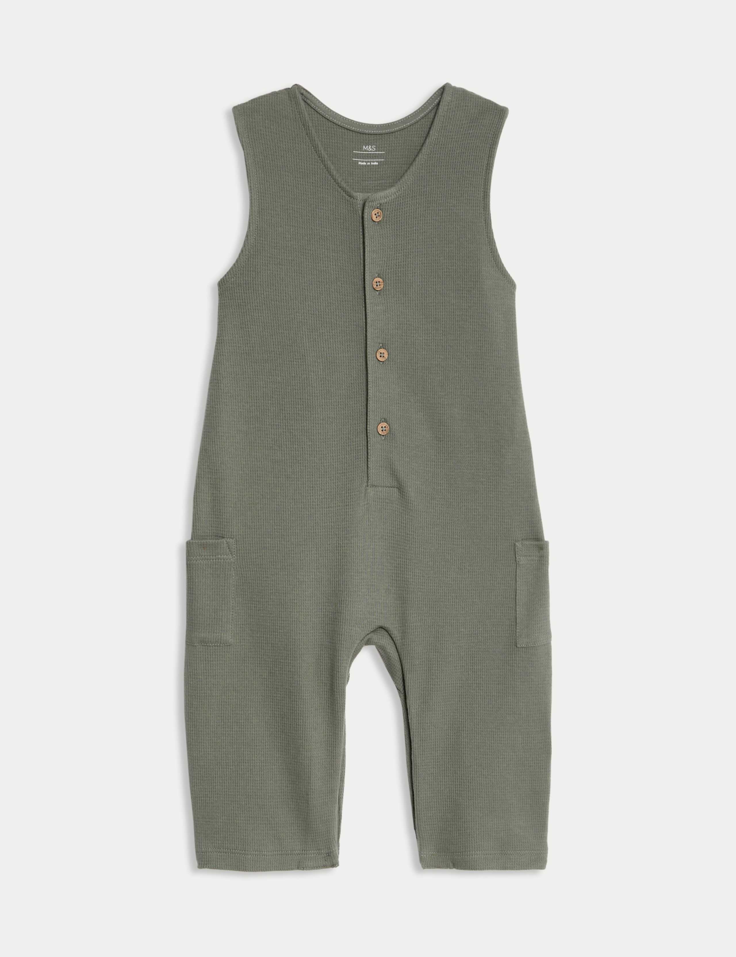 2pc Pure Cotton Waffle Dungaree Outfit (0-3 Yrs) 3 of 6