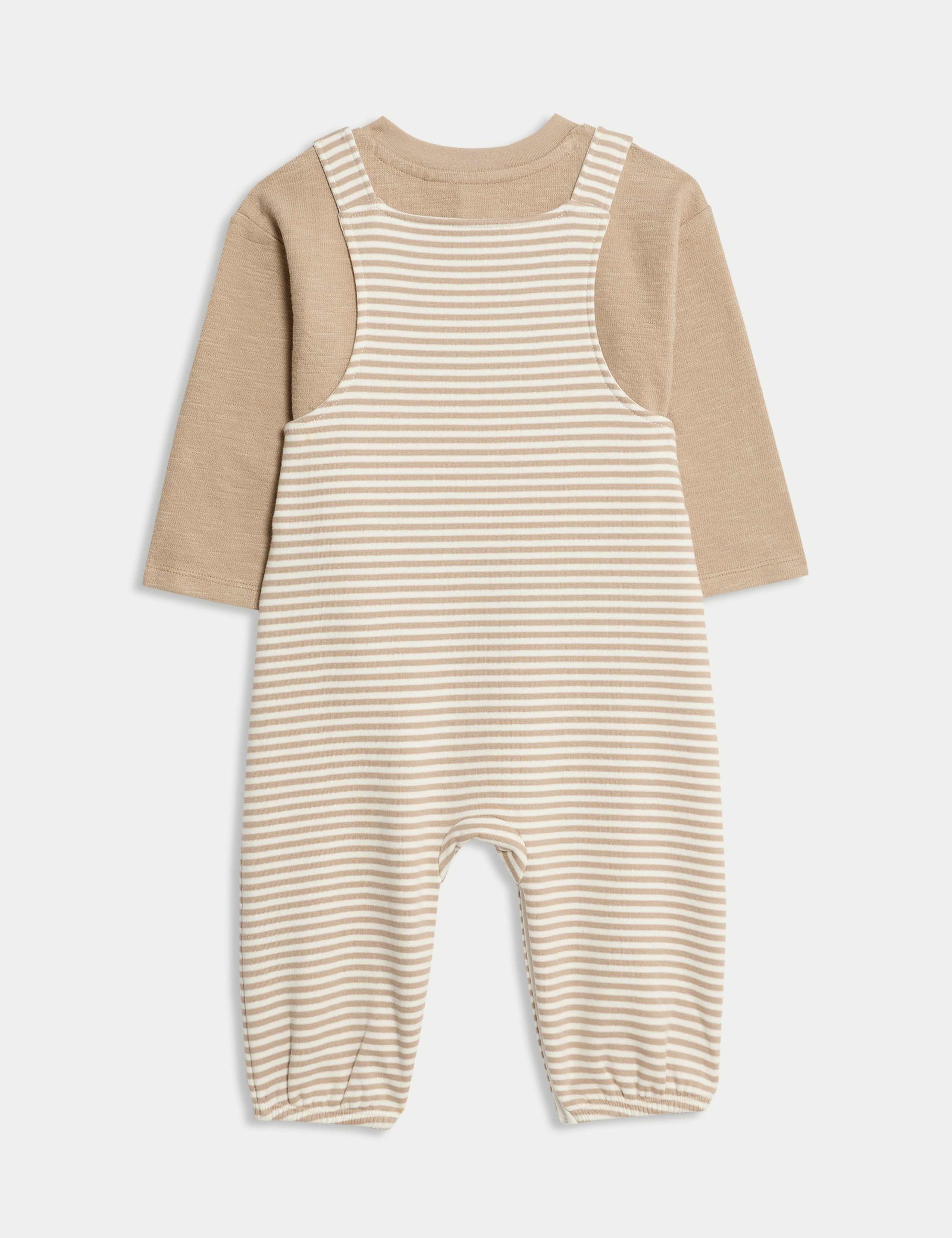 2pc Pure Cotton Striped Dungarees Outfit (0-3 Yrs) 2 of 6