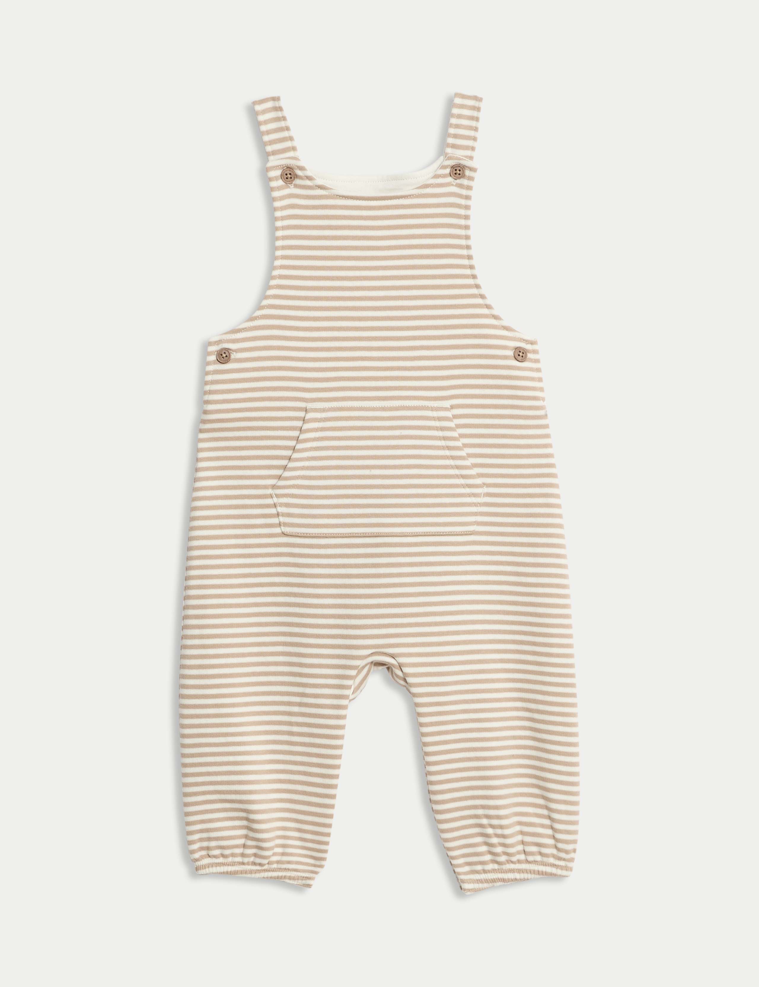 2pc Pure Cotton Striped Dungarees Outfit (0-3 Yrs) 3 of 6