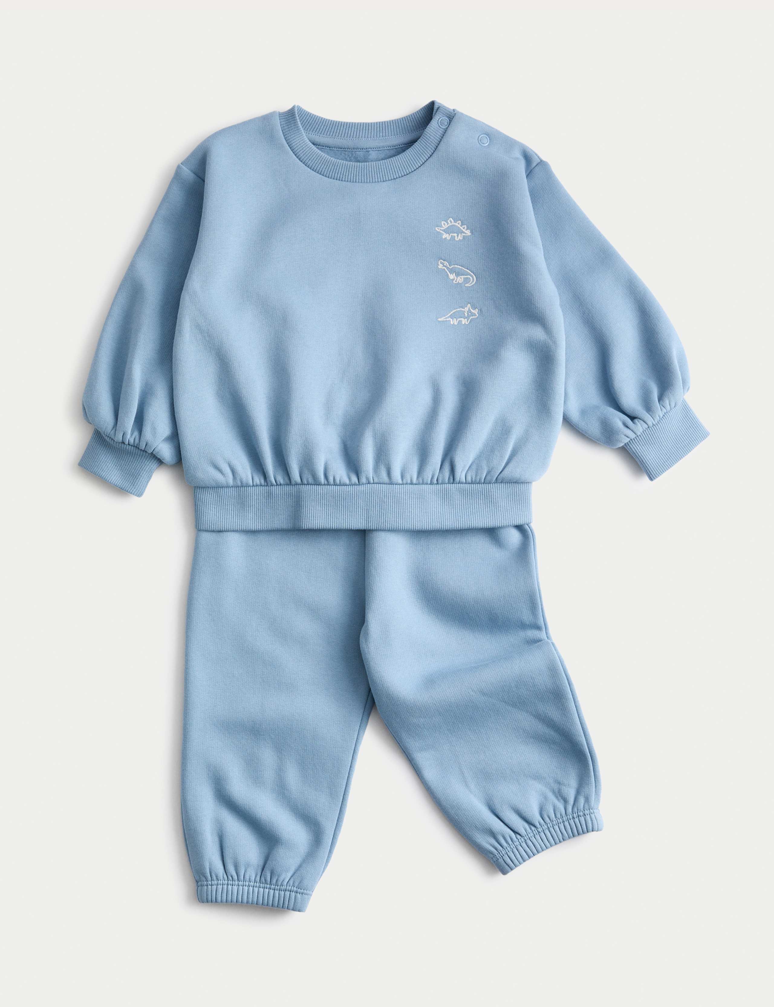 2pc Cotton Cotton Embroidered Dinosaur Outfit (0 Mths-3 Yrs) 1 of 3