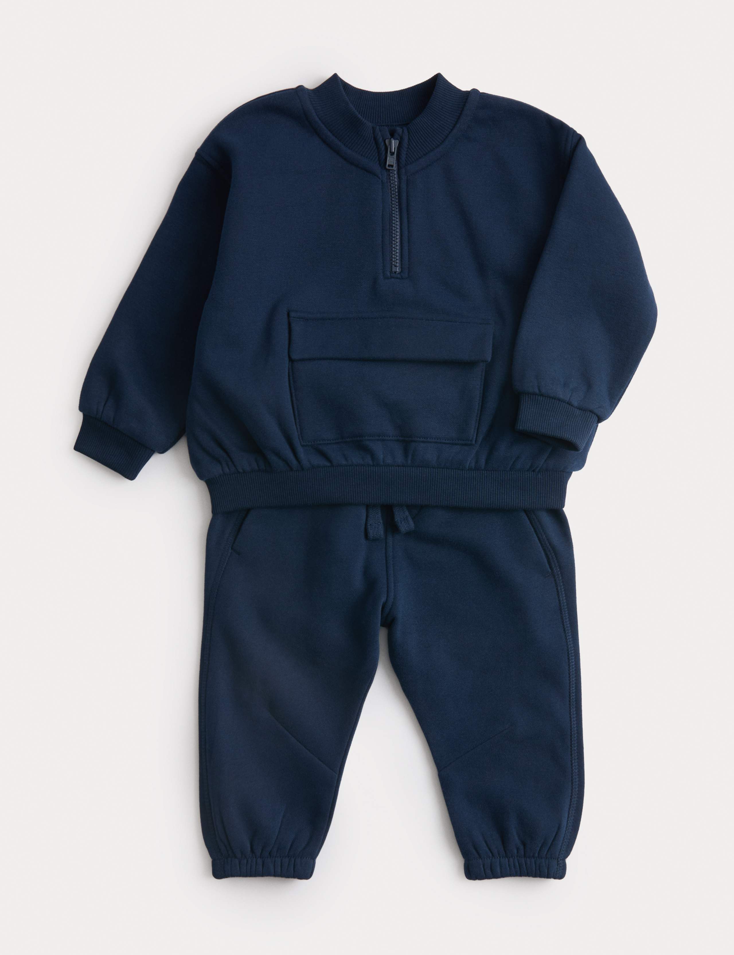 2pc Cotton Rich Half Zip Tracksuit (0-3 Yrs) 1 of 3