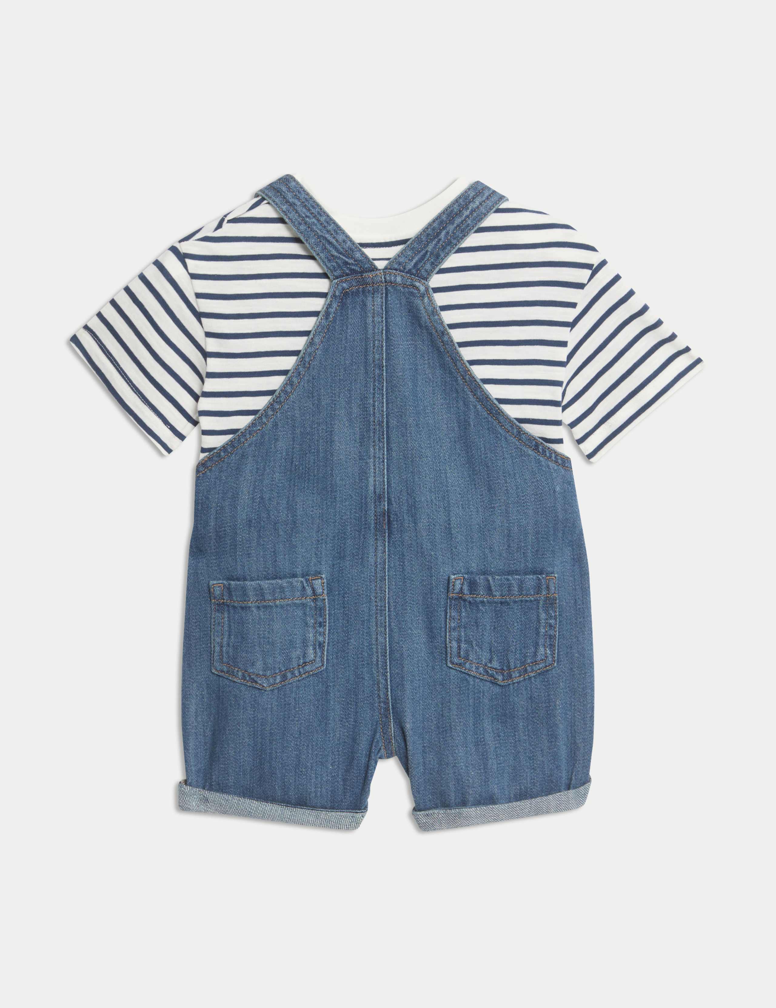 2pc Cotton Rich Denim Bibshort (0-3 Yrs) 2 of 6