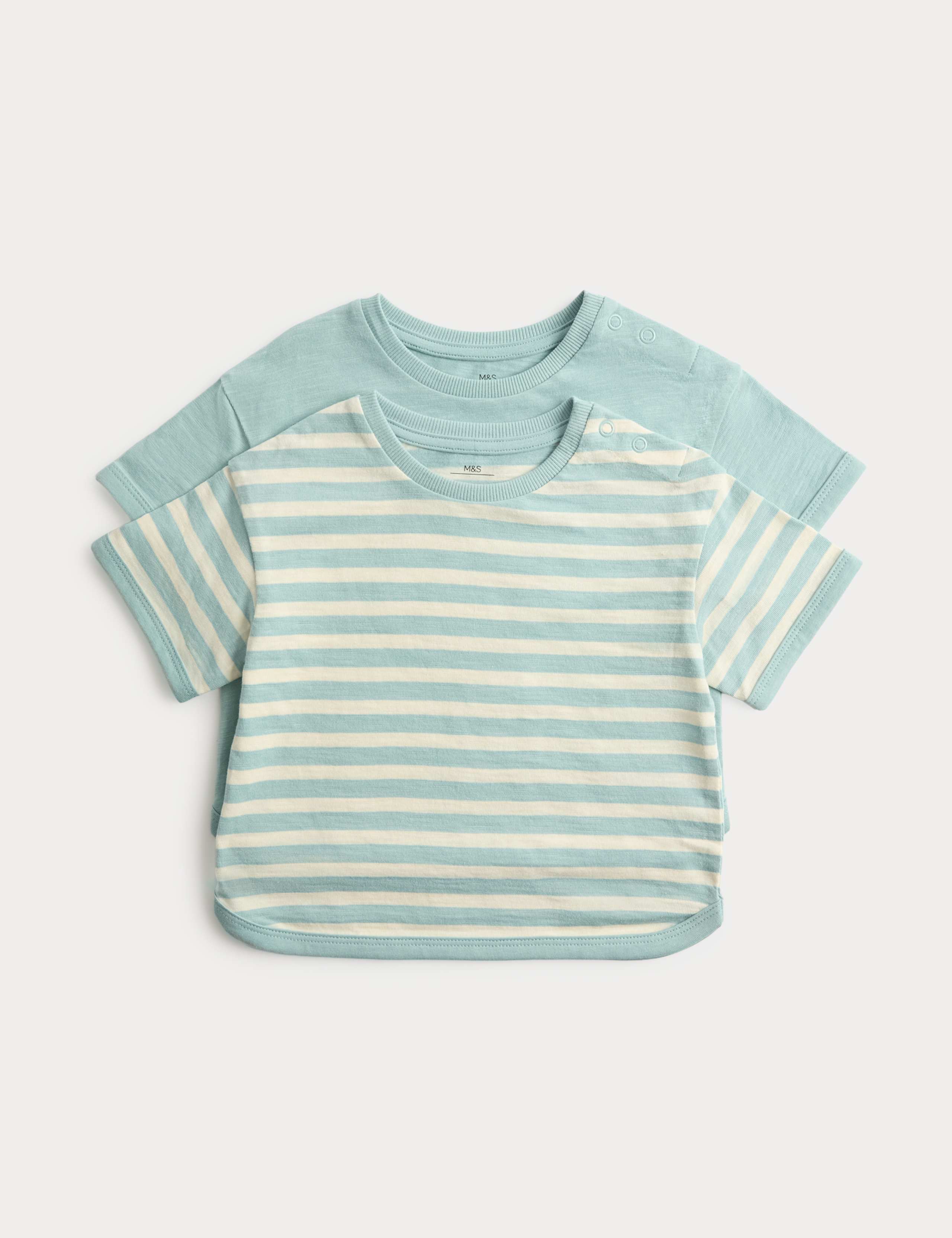 2 Pack Pure Cotton Stripe T-Shirts (0-5 Yrs) 1 of 2