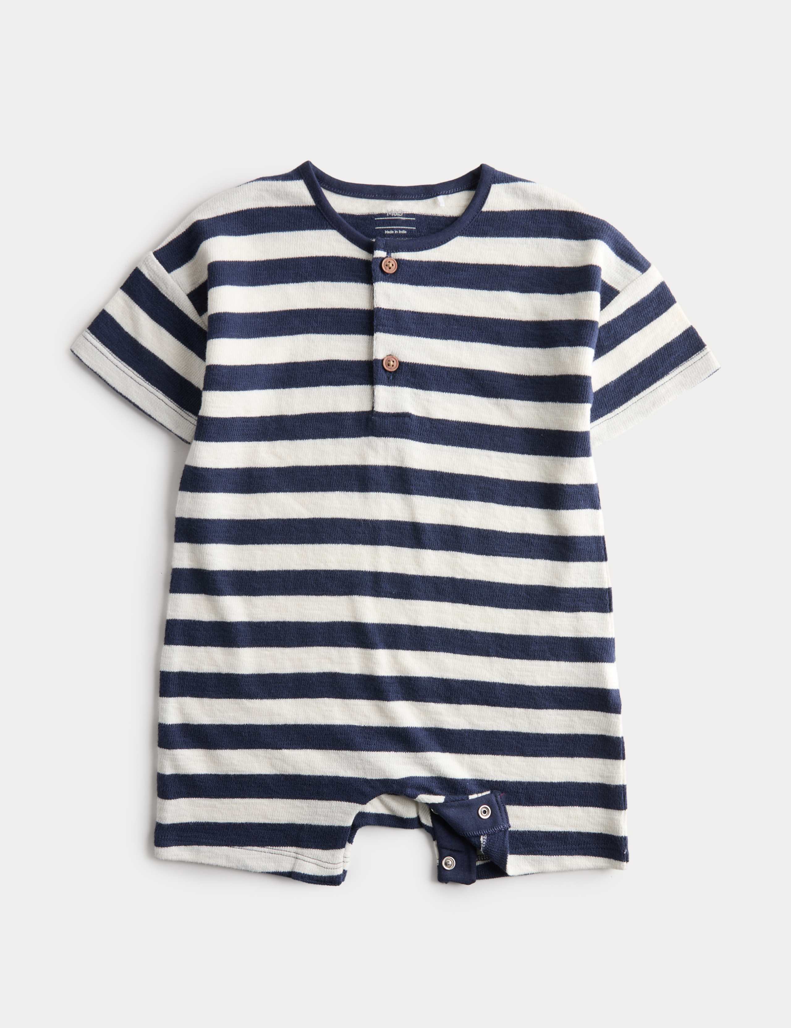 Pure Cotton Jersey Striped Romper (0-3 Yrs) 1 of 3