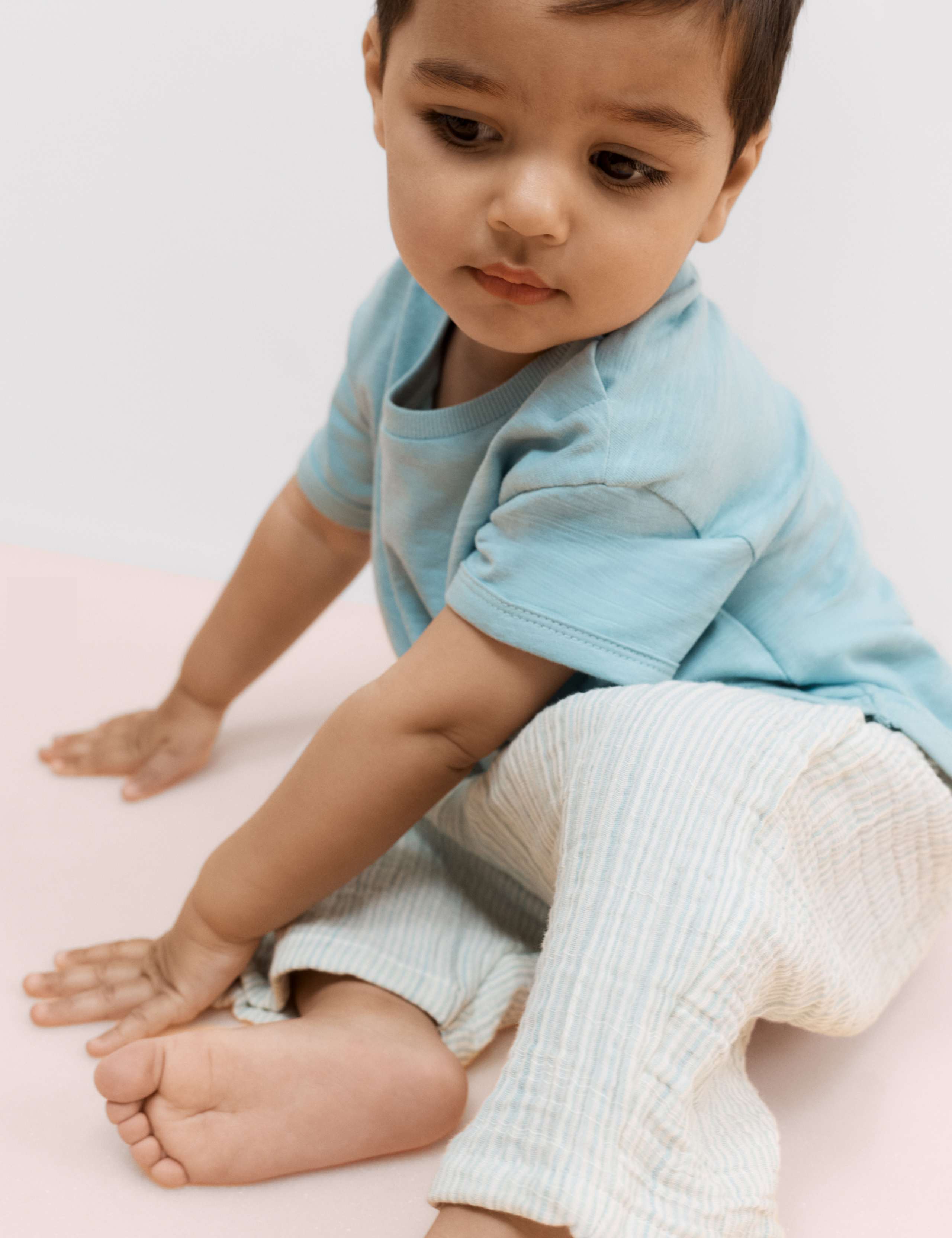 Pure Cotton Striped Trousers (0-5 Yrs) 1 of 5