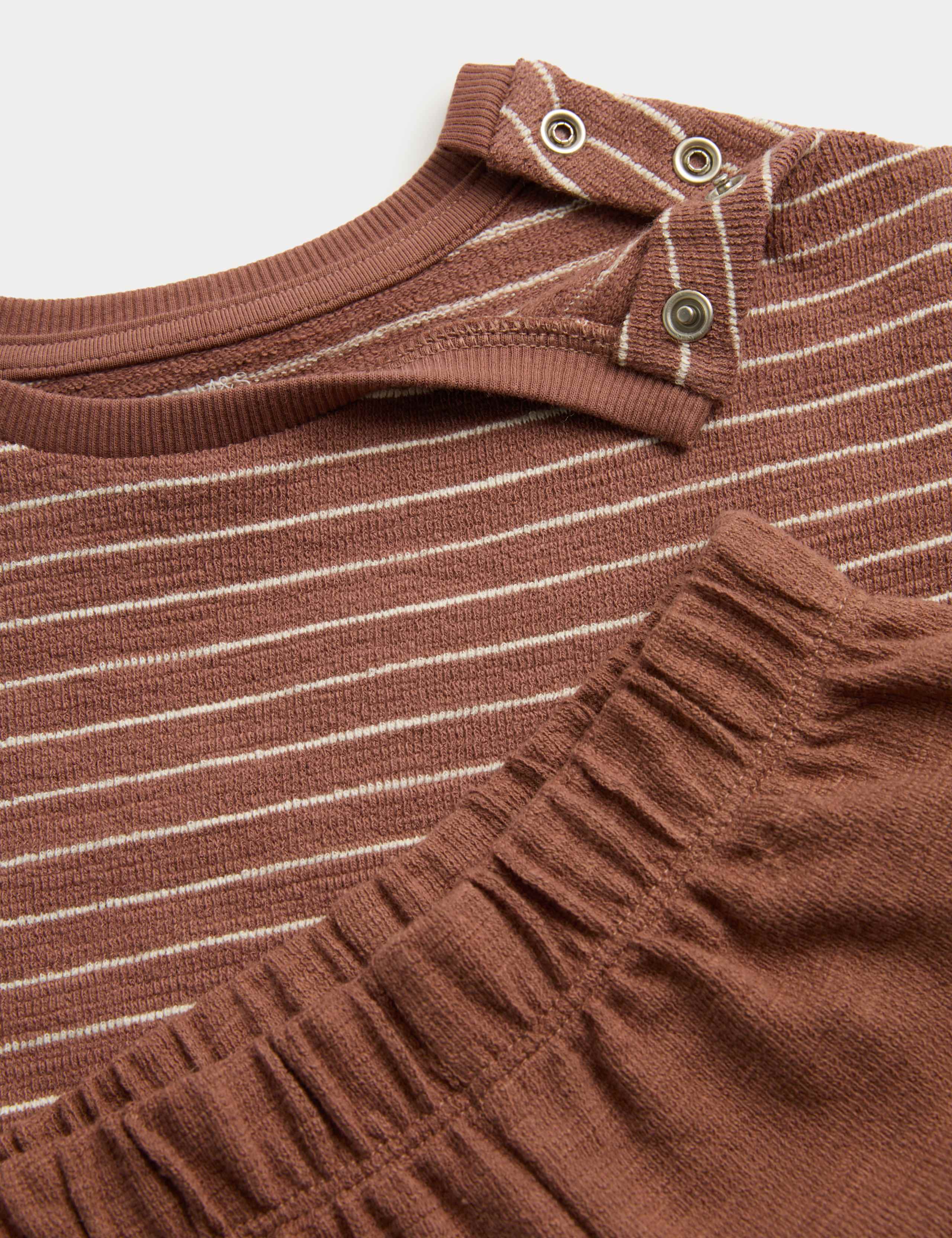 Pure Cotton Striped Shirt & Navy Shorts (0-5 Yrs) 2 of 2