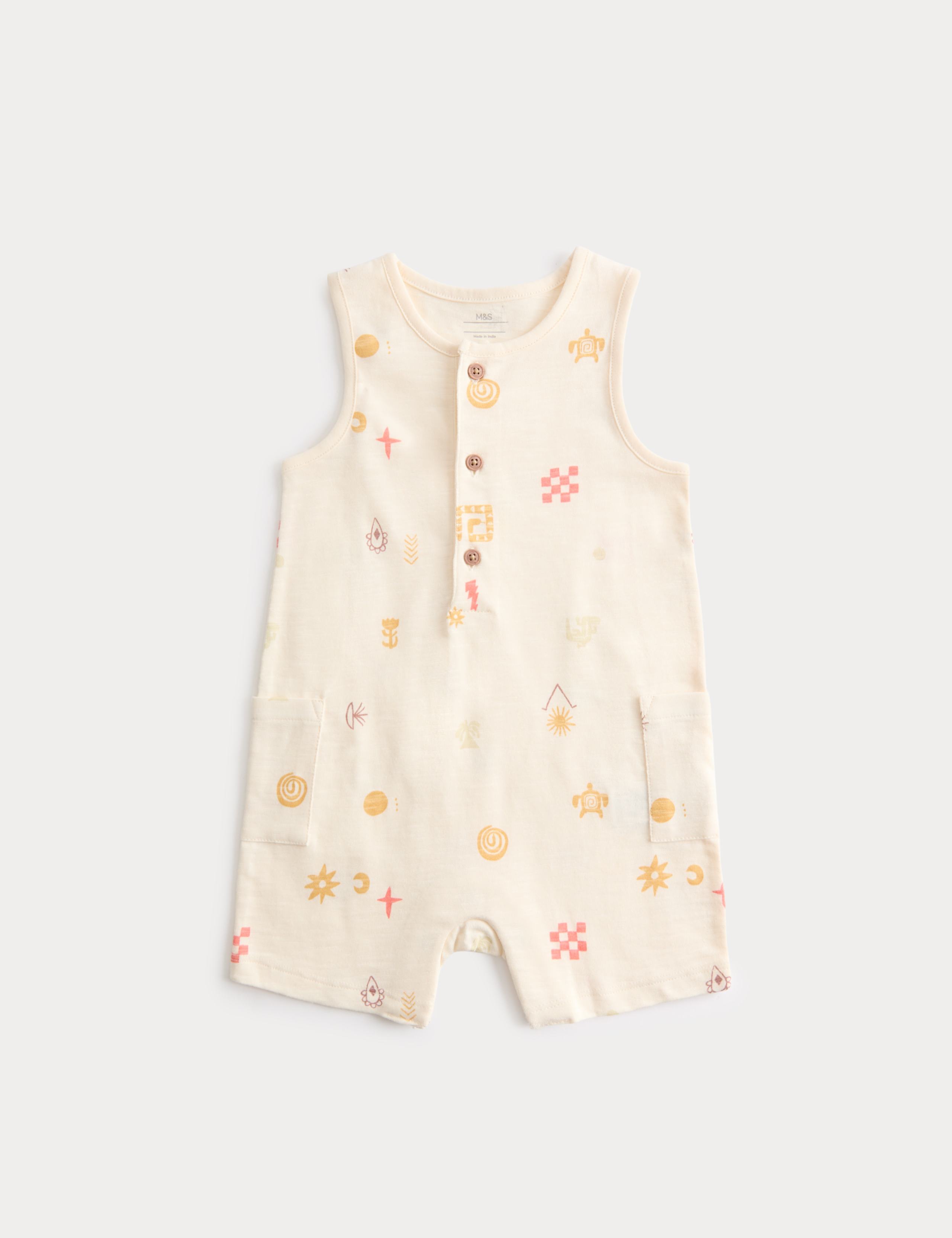 Pure Cotton Jersey Island Print Romper (0-3 Yrs) 1 of 2