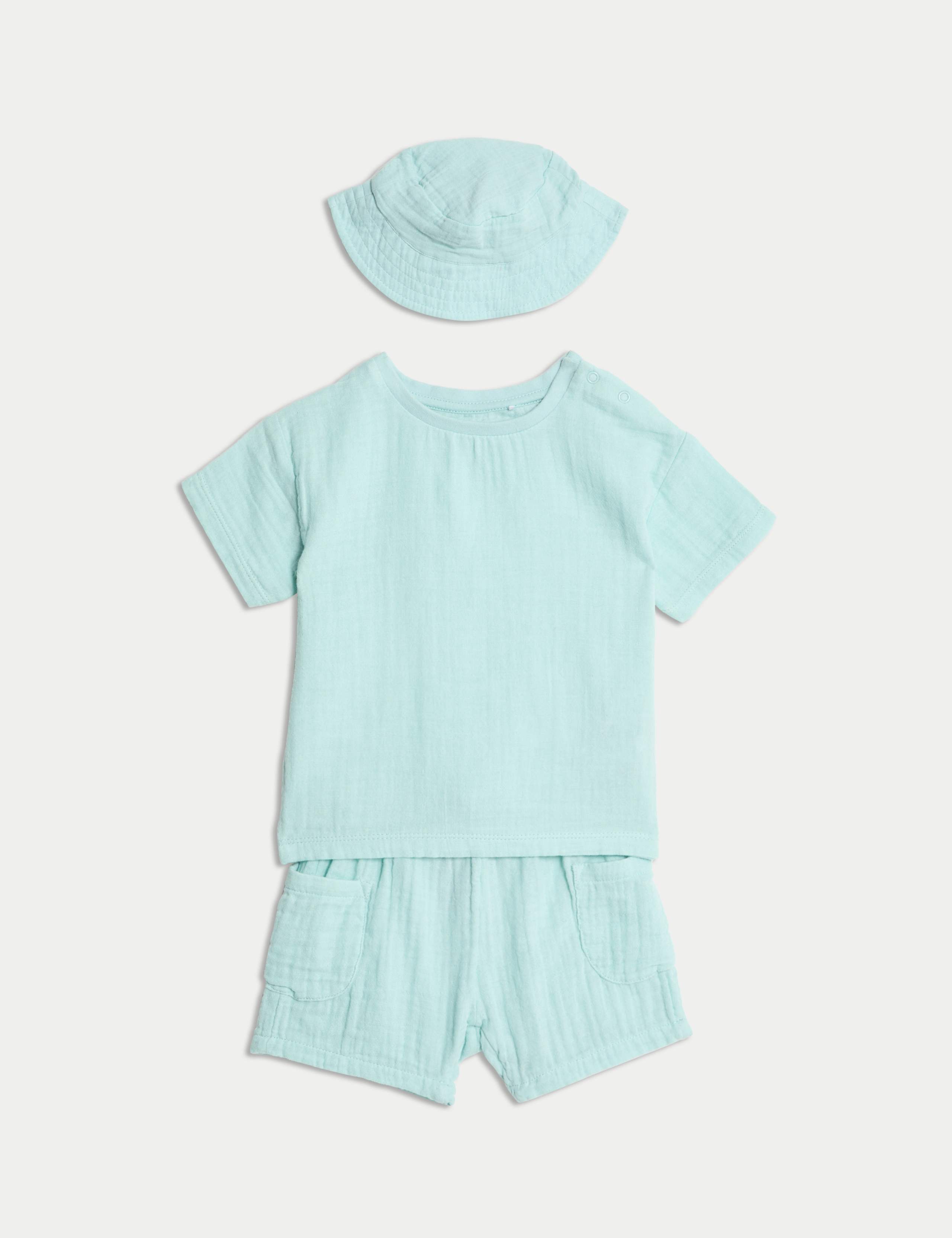 3pc Pure Cotton Double Cloth Outfit (0-3 Yrs) 1 of 6