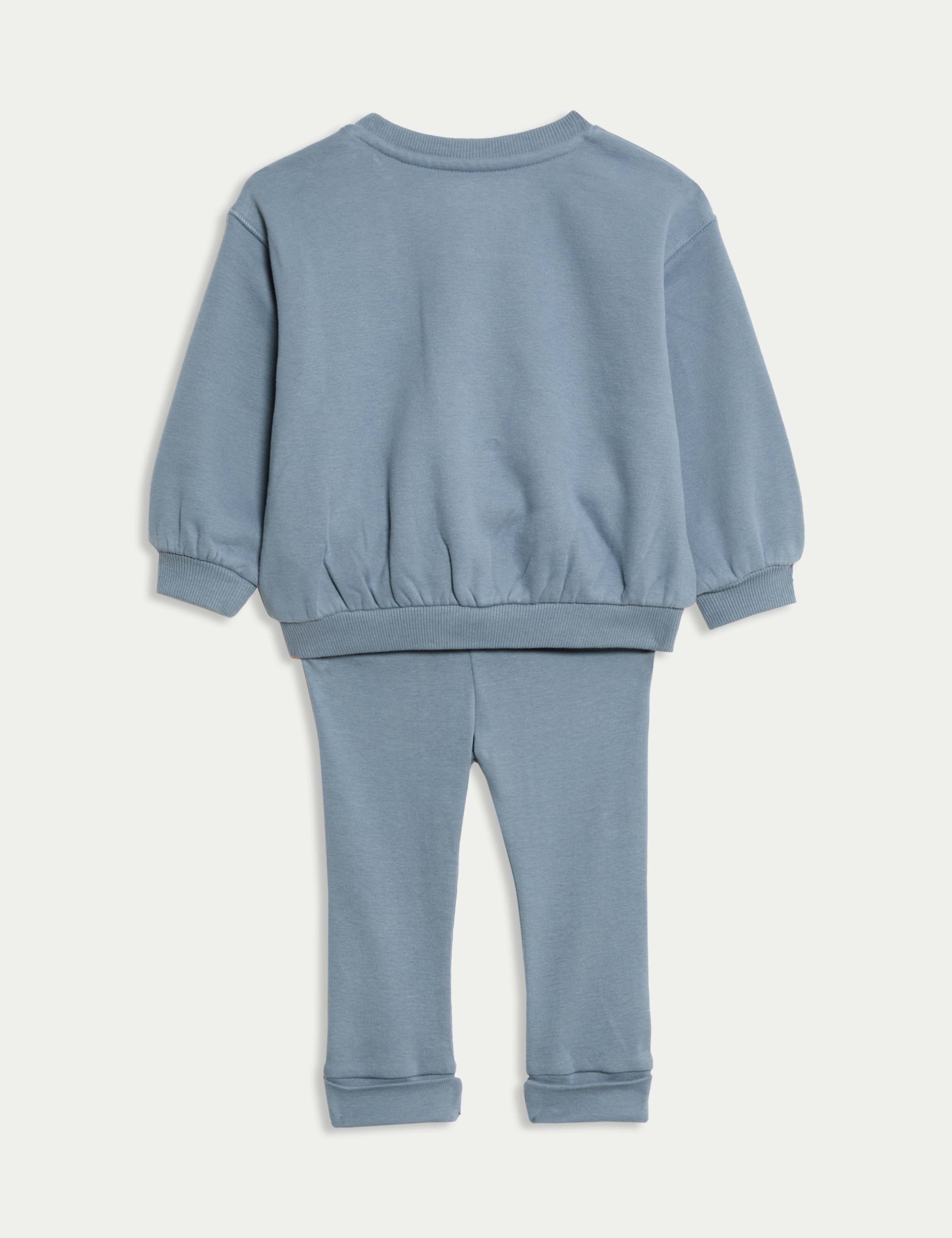 2pc Cotton Rich Blue Sweatshirt Outfit (0-3 Yrs) 2 of 6