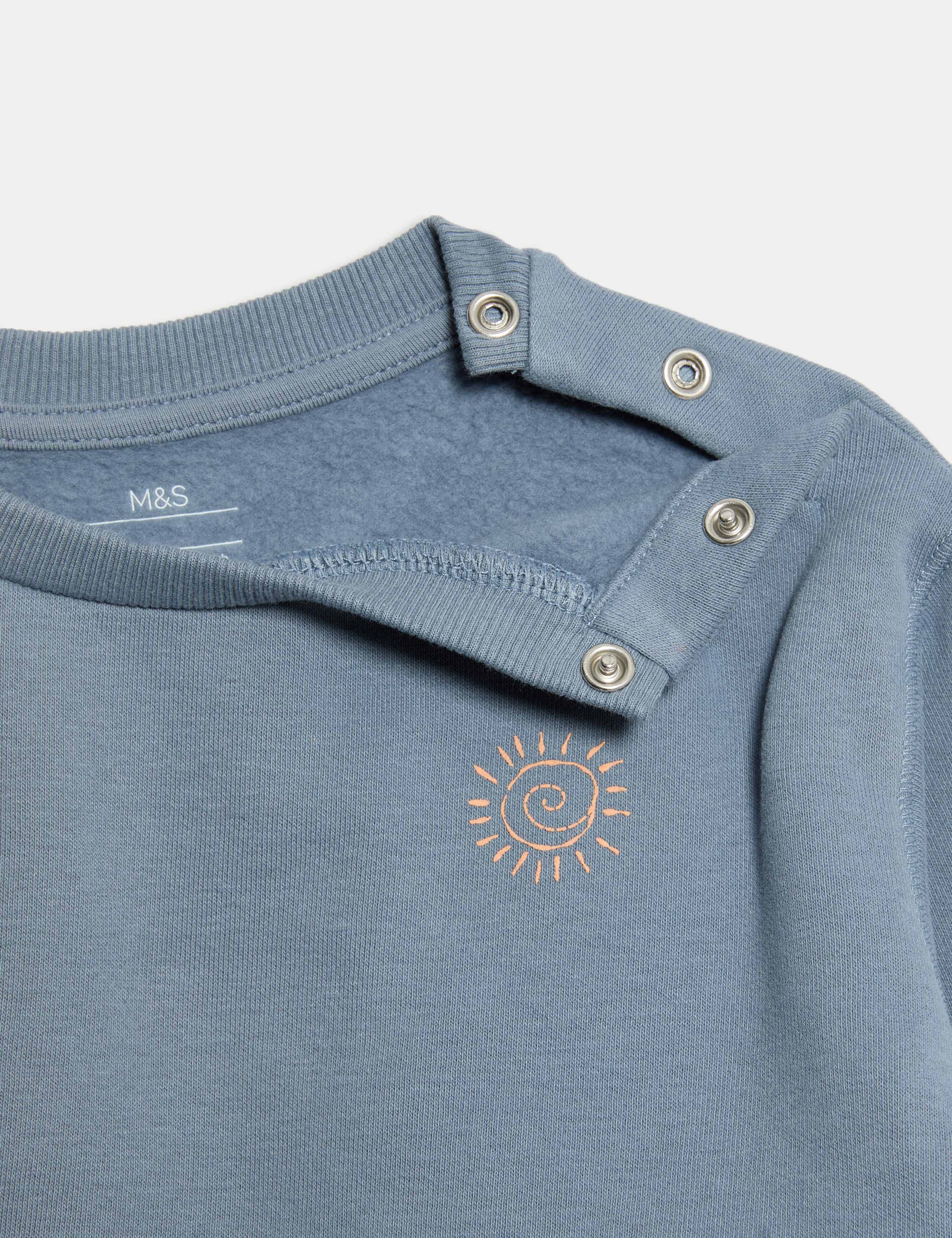 2pc Cotton Rich Blue Sweatshirt Outfit (0-3 Yrs) 6 of 6