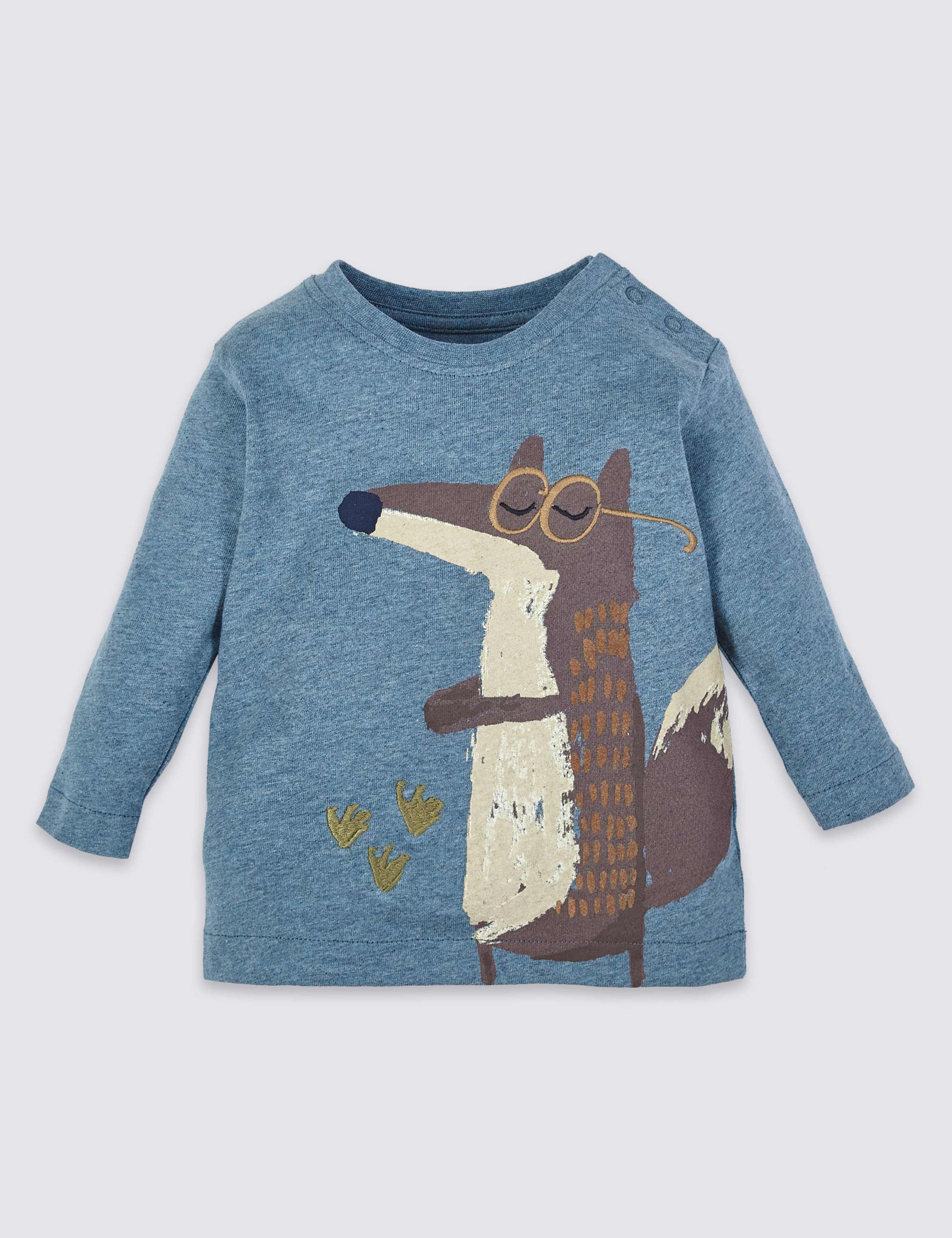 Pure Cotton Fox Graphic T-Shirt 1 of 3