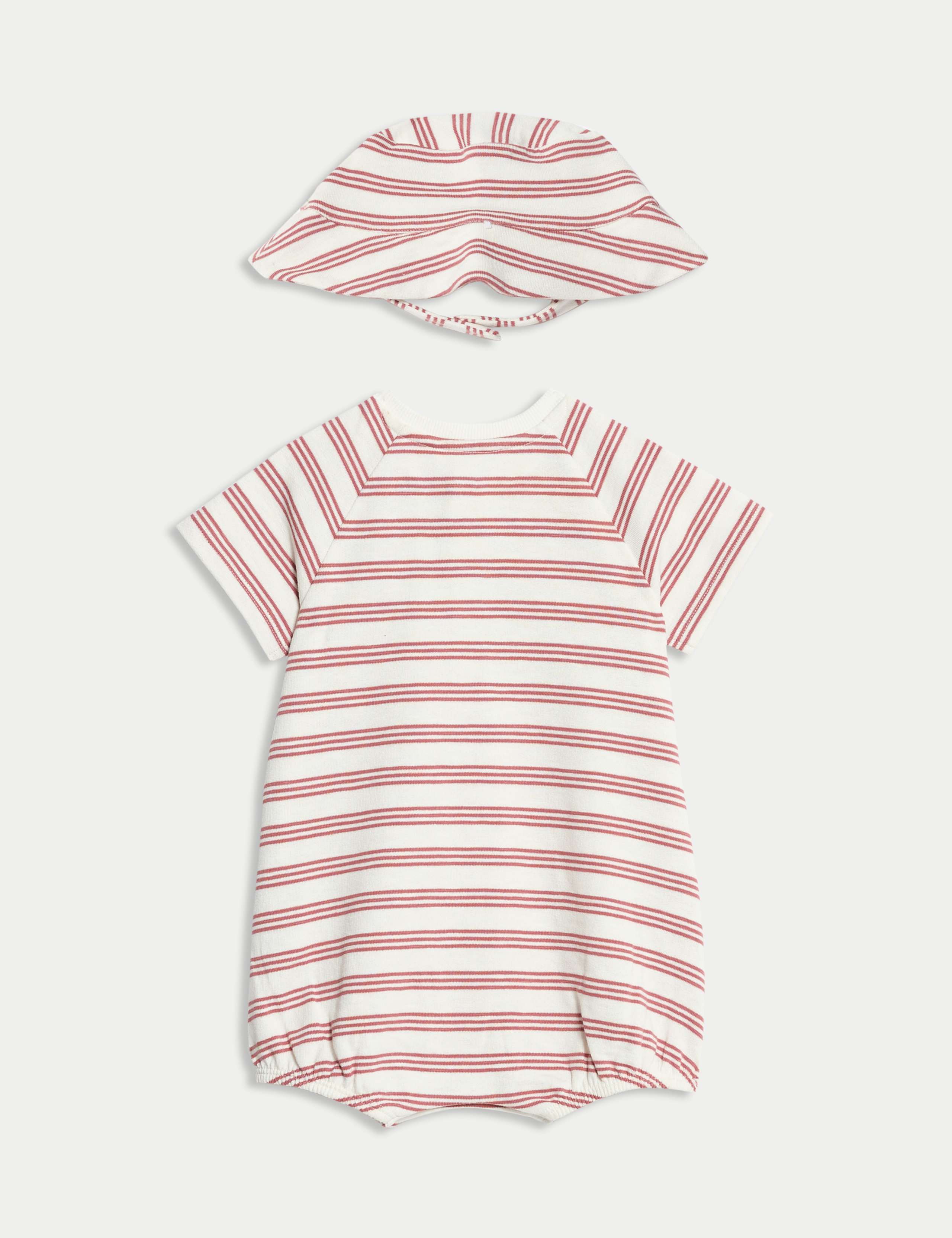 2pc Pure Cotton Striped Romper Outfit (0-3 Yrs) 2 of 4