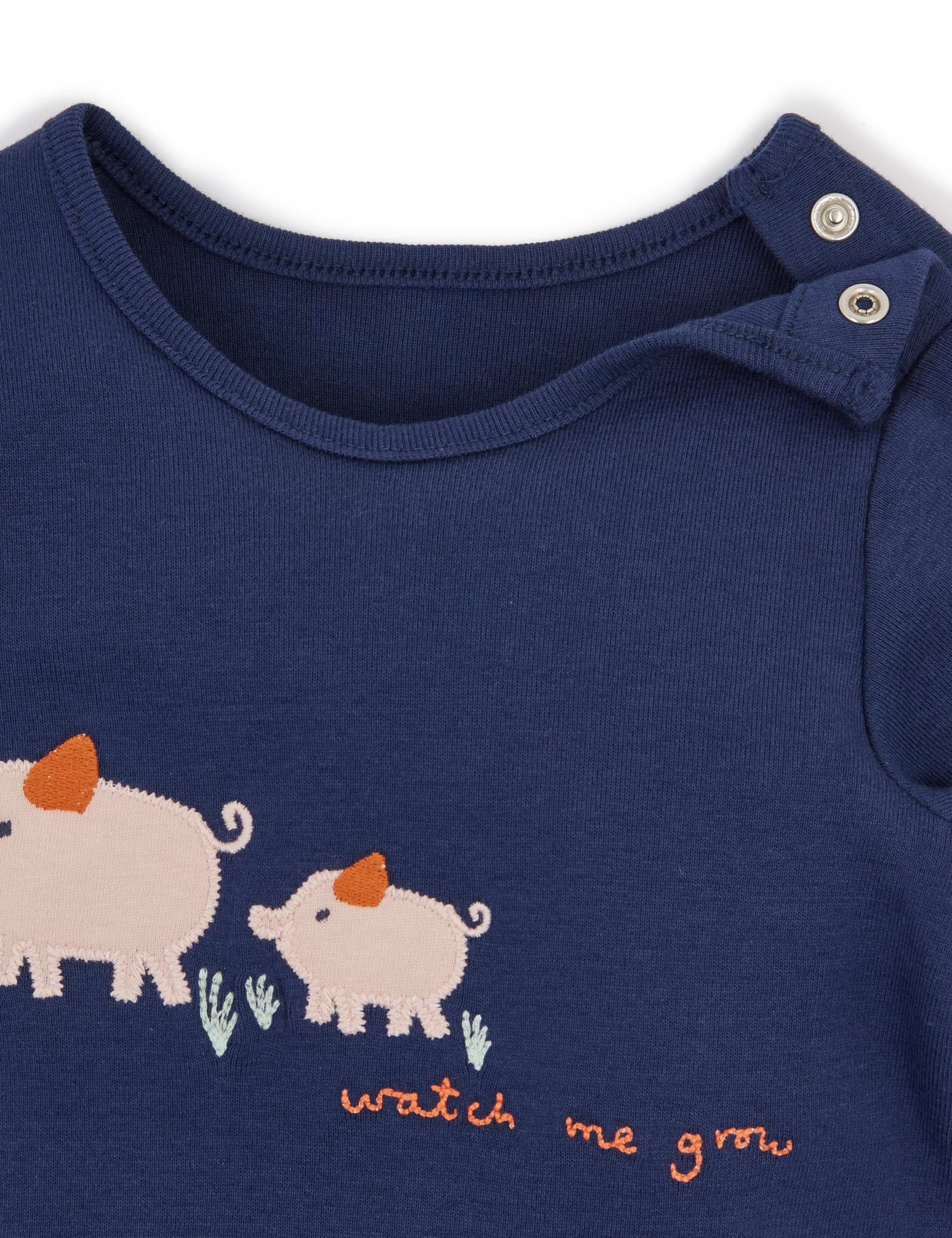 Cotton Watch Me Grow Slogan All in One (0-12 Mths) 4 of 4