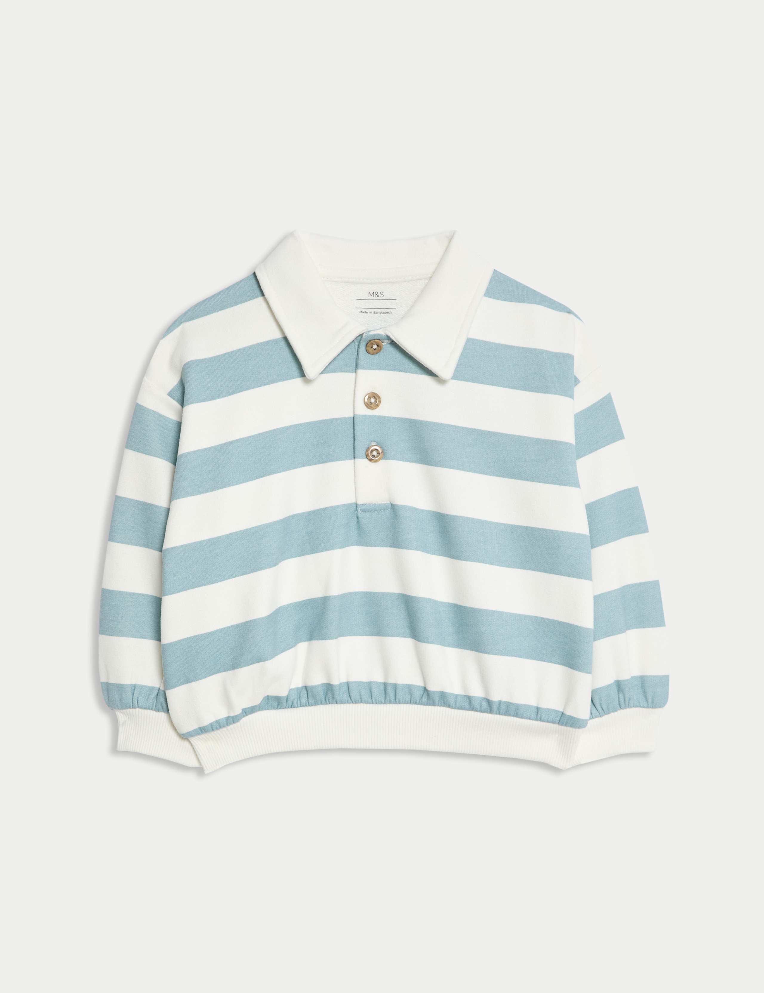 Cotton Rich Striped Rugby Sweatshirt (0-6 Yrs) 1 of 3