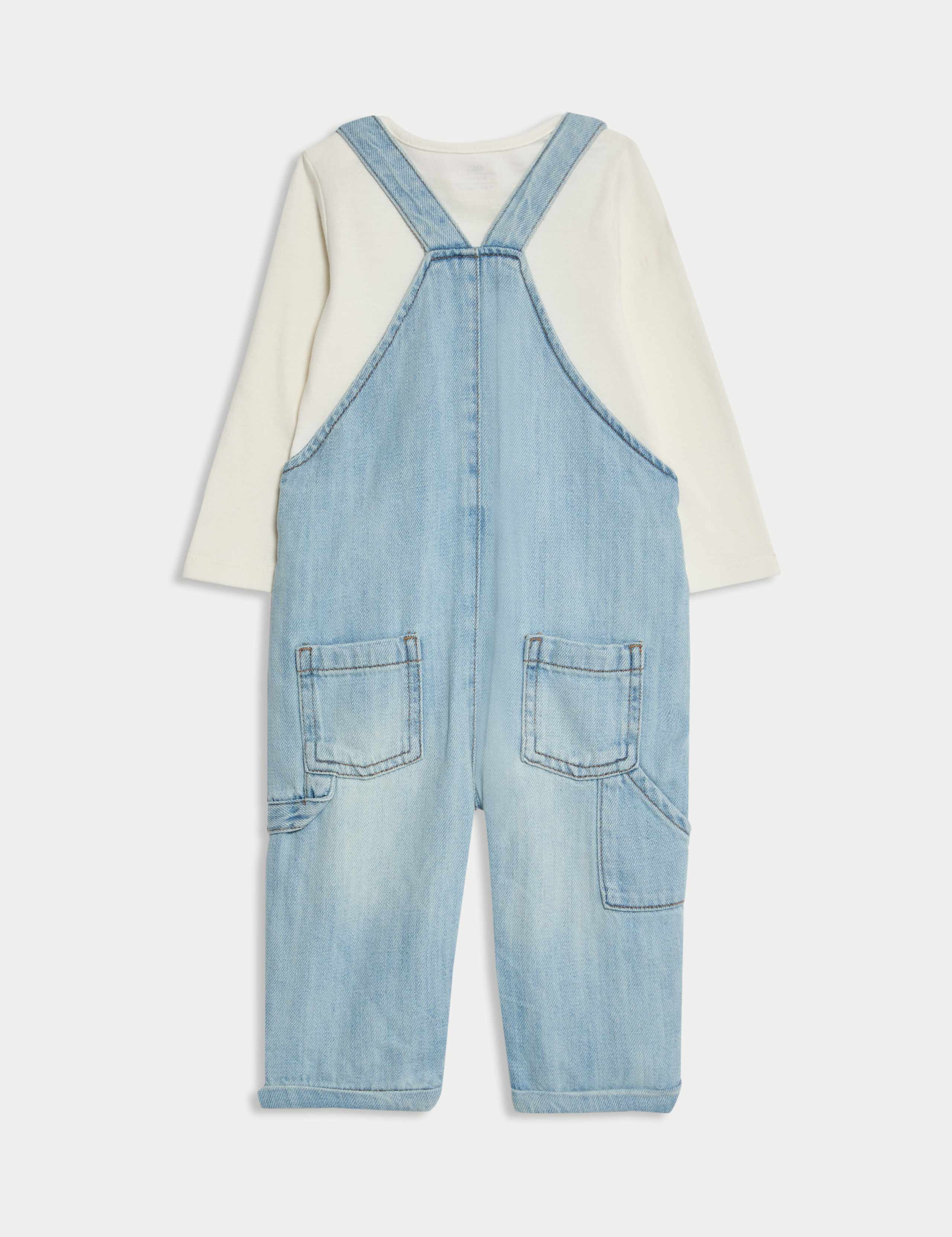 2pc Pure Cotton Denim Dungaree Outfit (0-3 Yrs) 2 of 6