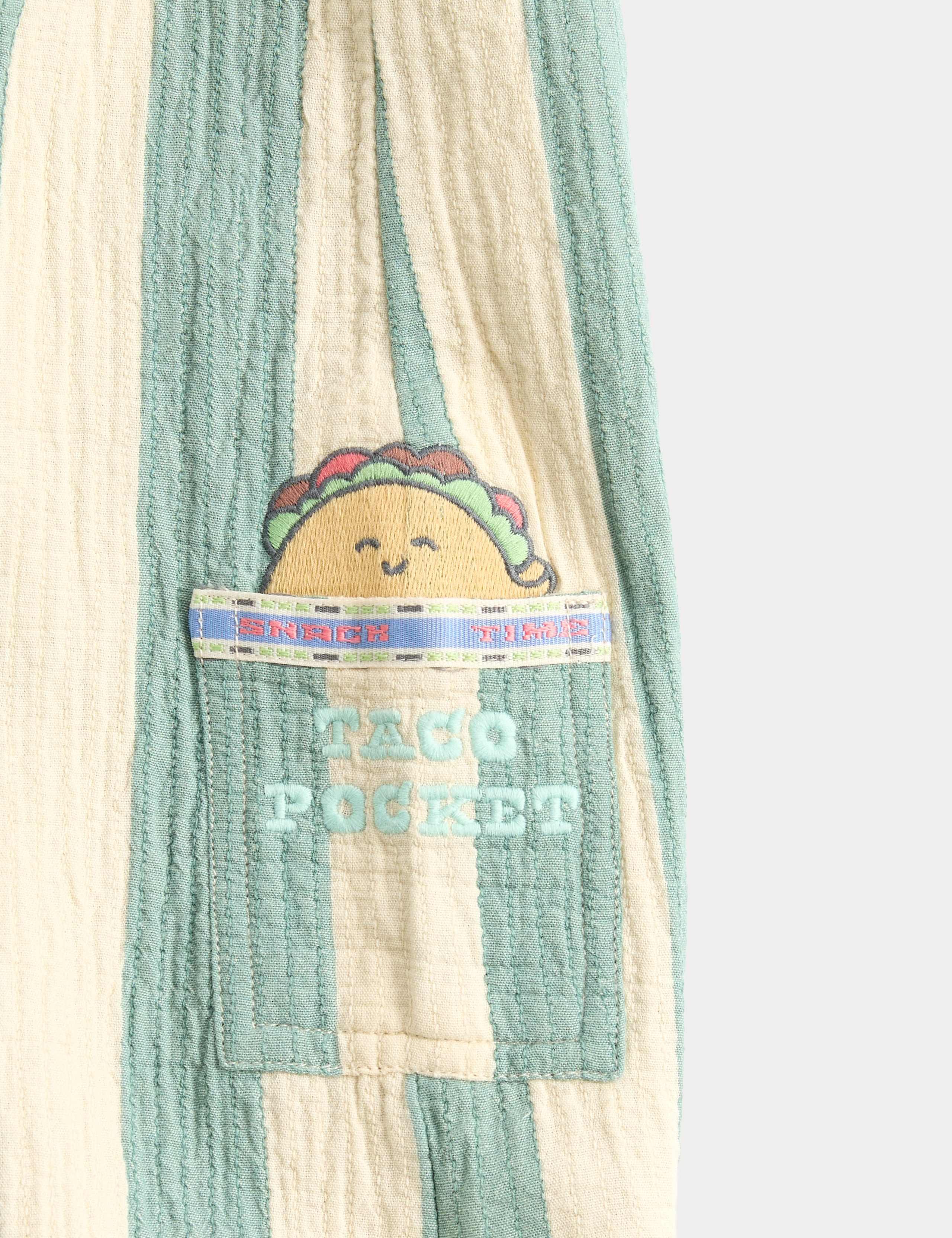 Pure Cotton Taco Striped Dungarees (0-3 Yrs) 2 of 3