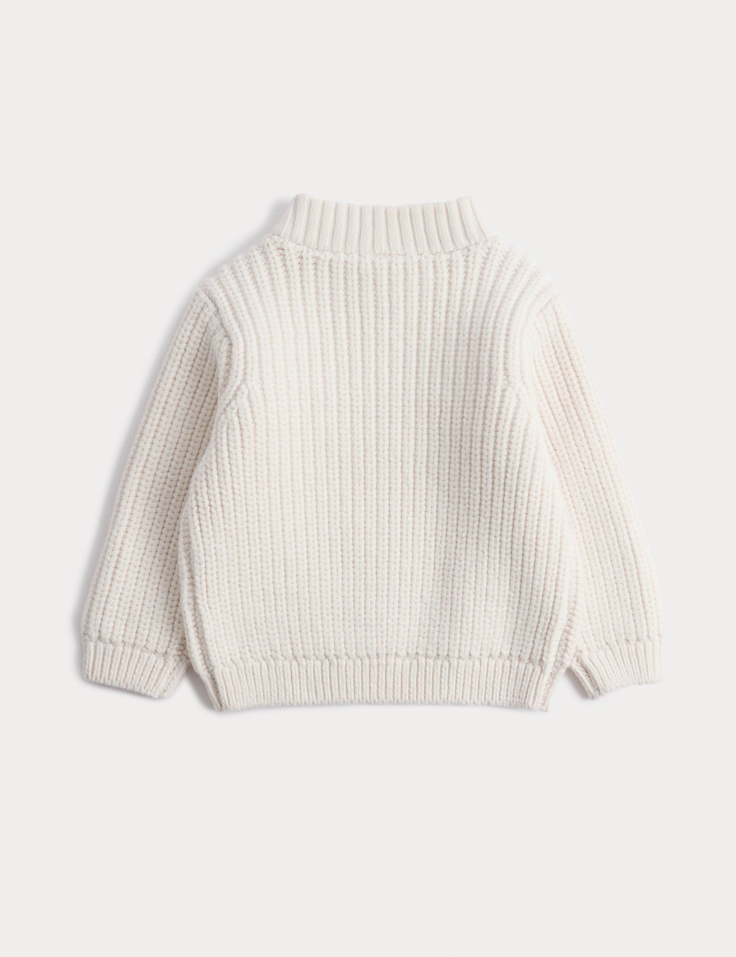 Cotton Blend Quarter Zip Knit Jumper (0-3 Yrs) 2 of 3