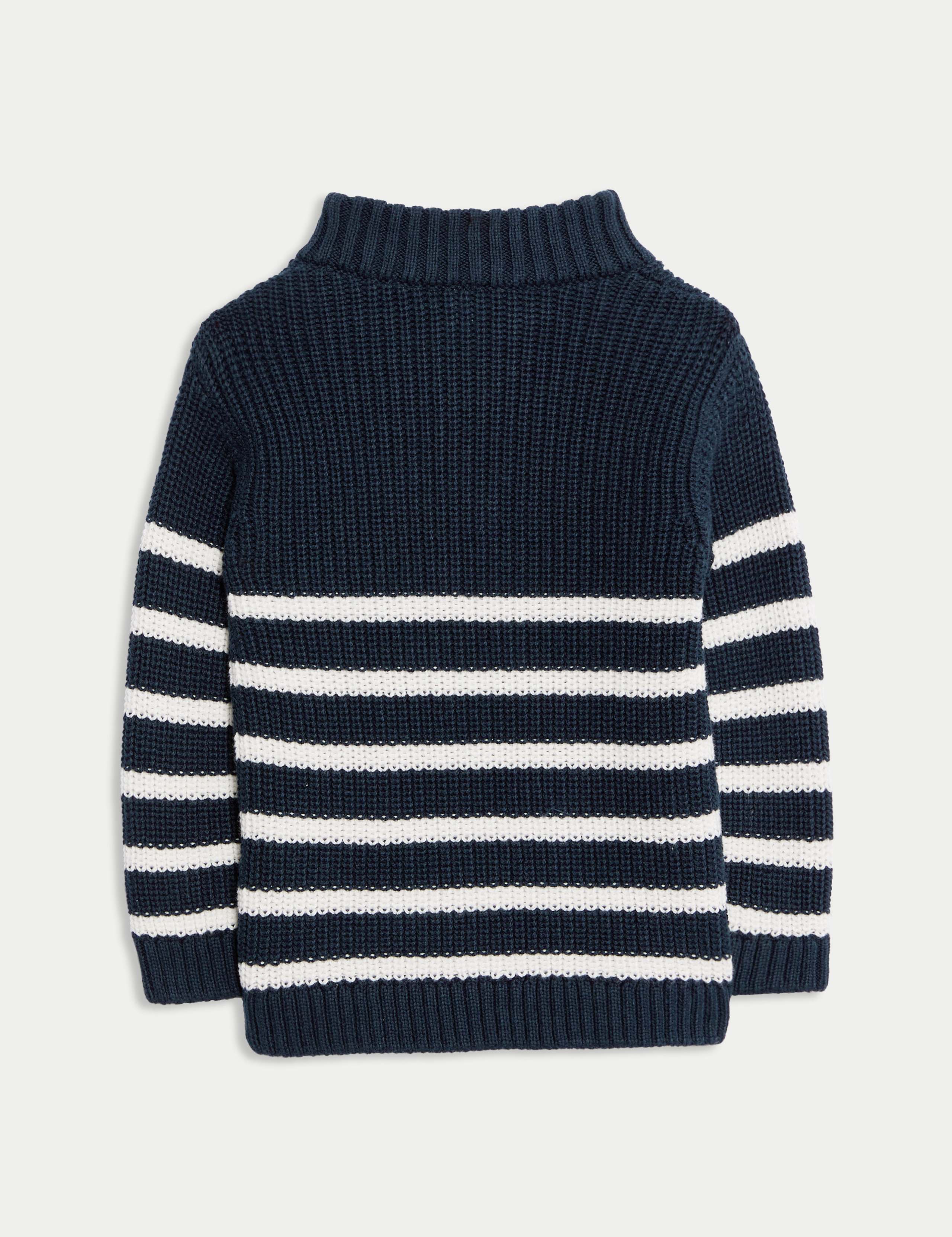 Pure Cotton Striped Quarter Zip Jumper (0-3 Yrs) 2 of 3
