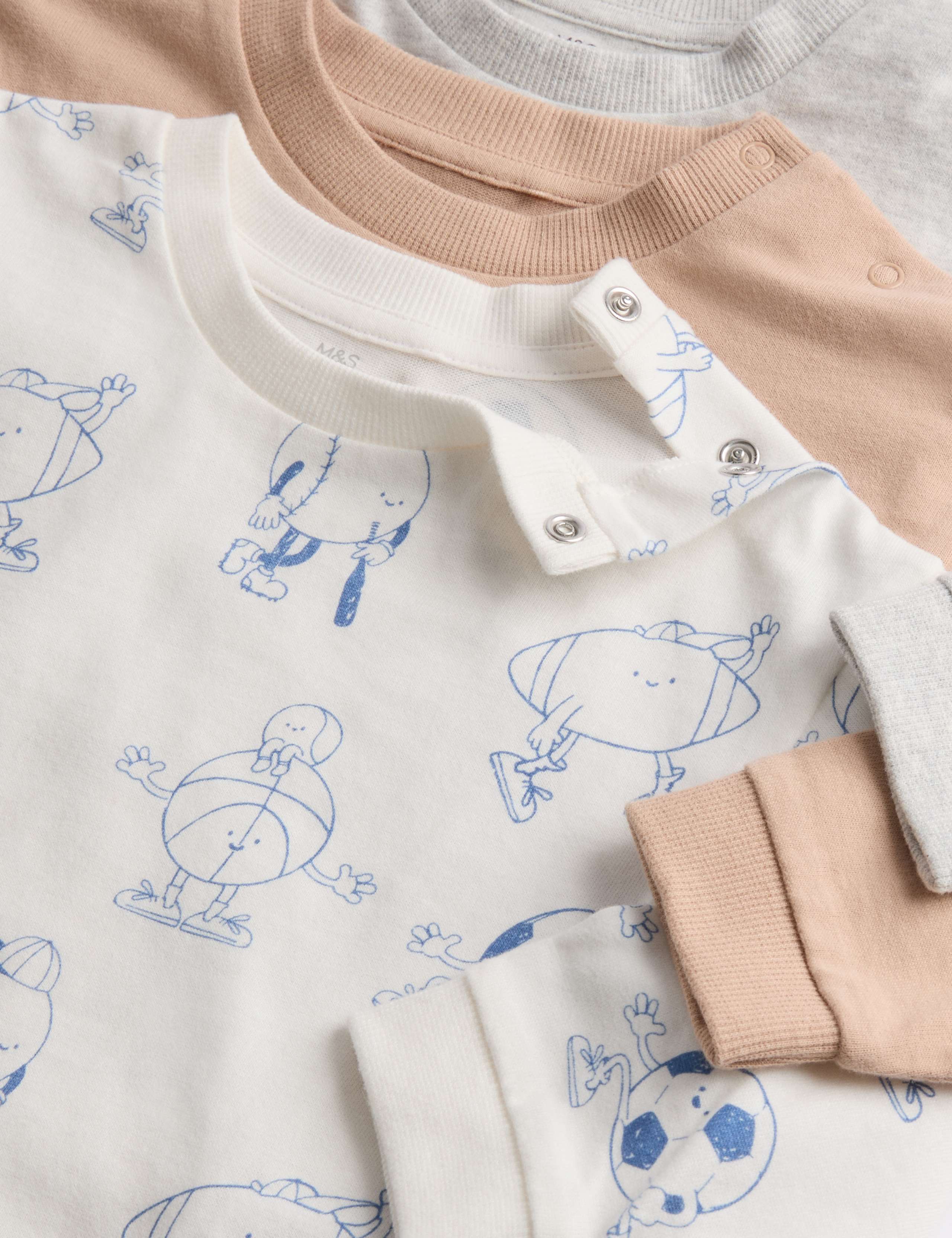 3pk Pure Cotton Sport Tops (0-3 Yrs) 2 of 3