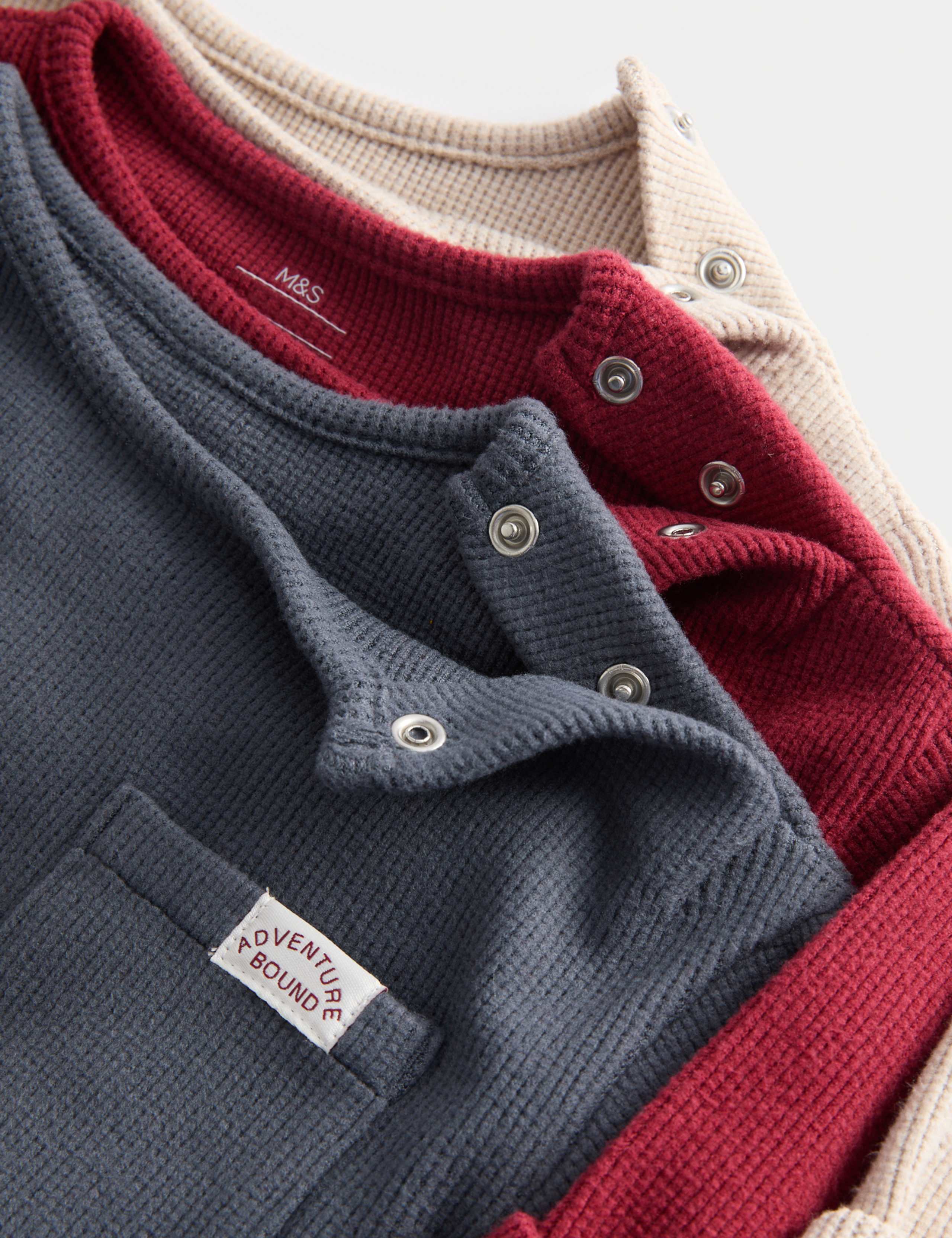 3pk Brushed Waffle Long Sleeve Tops (0-3 Yrs) 3 of 3