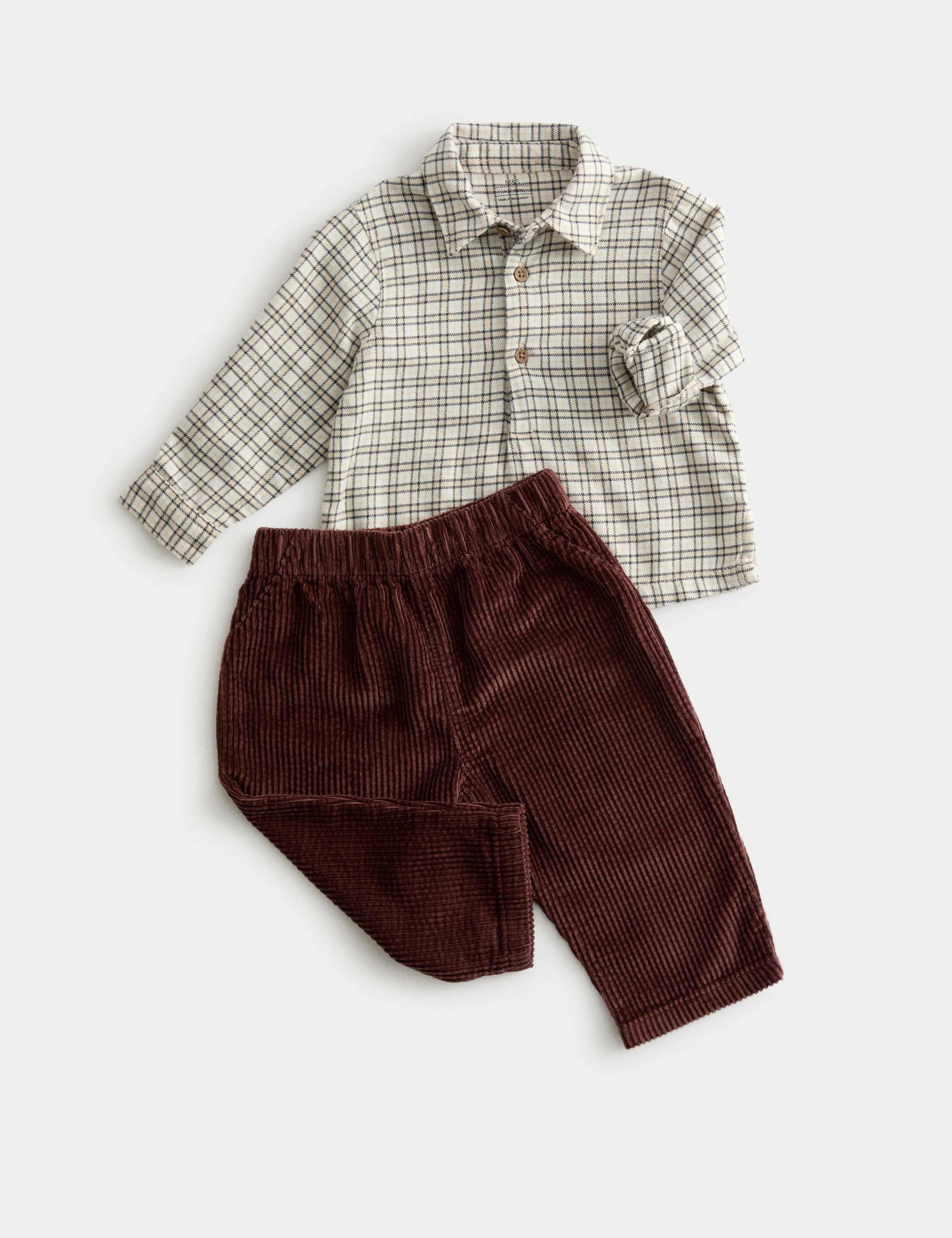 2pc Pure Cotton Checked Top & Bottom Outfit (0-6 Yrs) 1 of 3