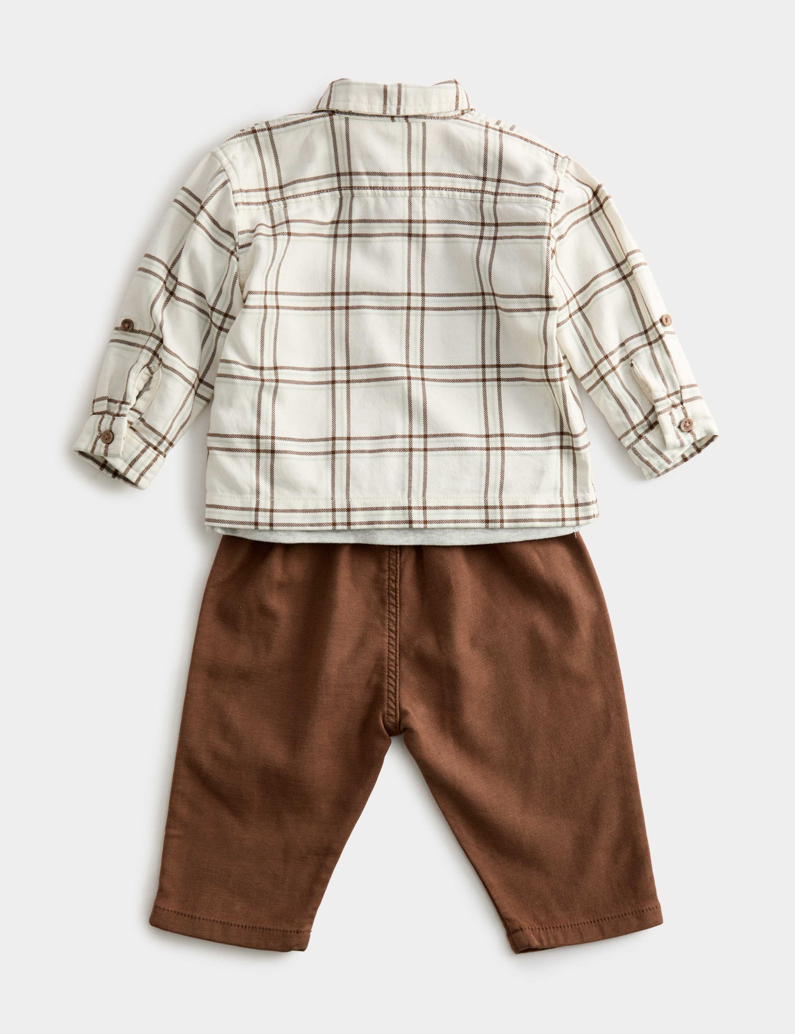 3pc Cotton Rich Checked Top & Bottom Outfit (0-3 Yrs) 2 of 3