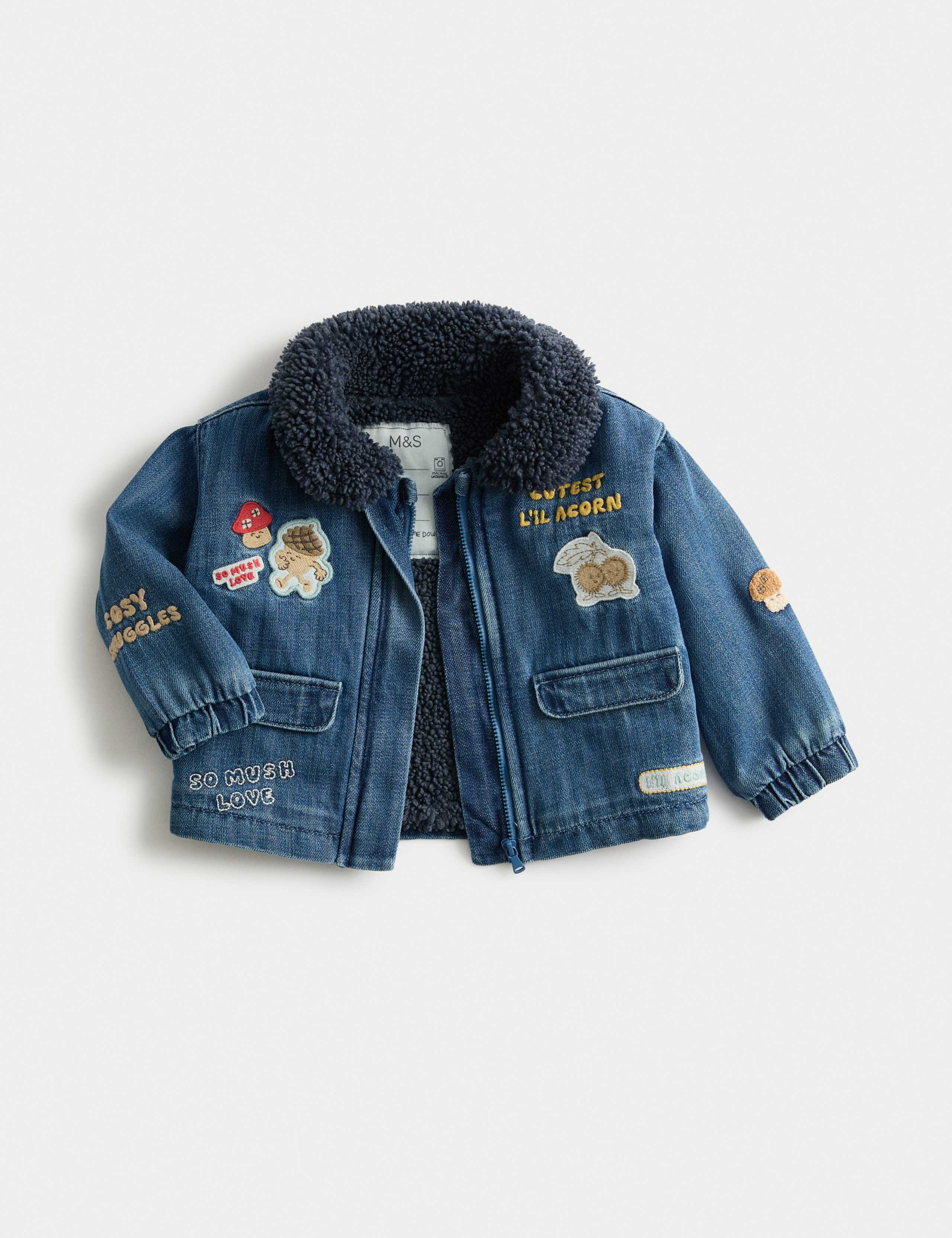 Denim Acorn Badge Borg Lined Jacket (0 Mths-3 Yrs) 2 of 4