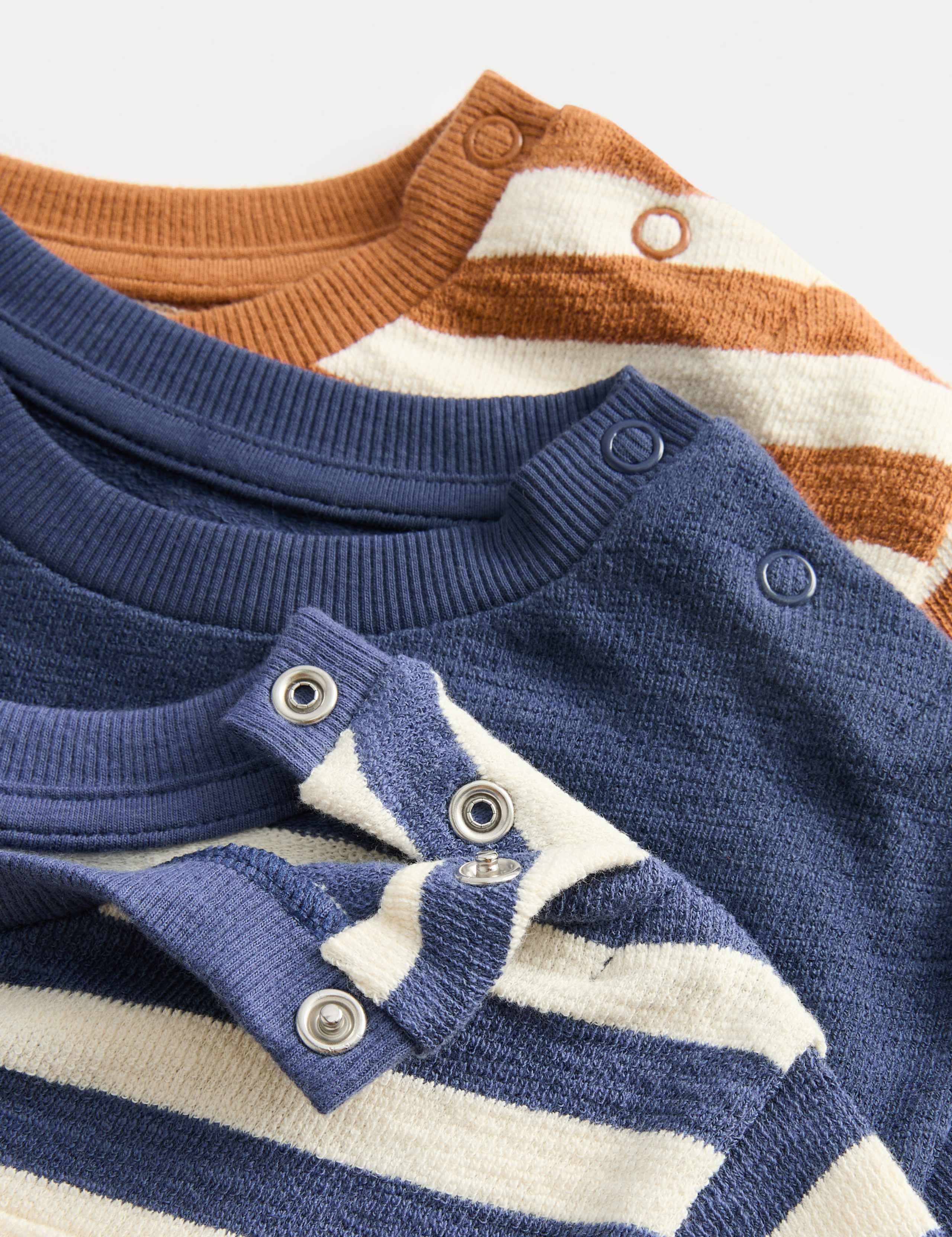 3 Pack Pure Cotton Striped Long Sleeved Tops (0-3 Yrs) 2 of 2