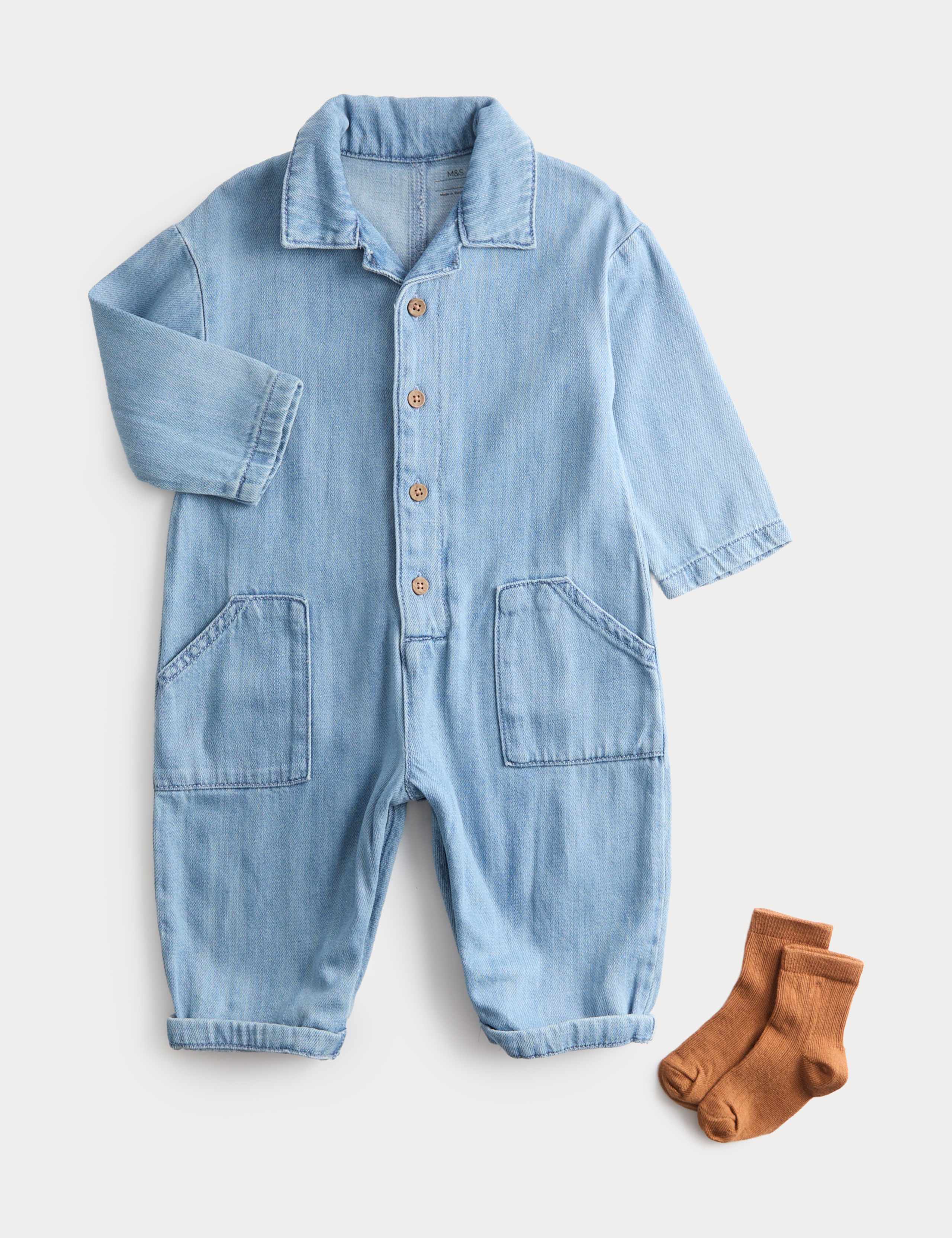 2 Piece Cotton Rich Boiler Suit with Socks (0 Months-6 Years) 1 of 3