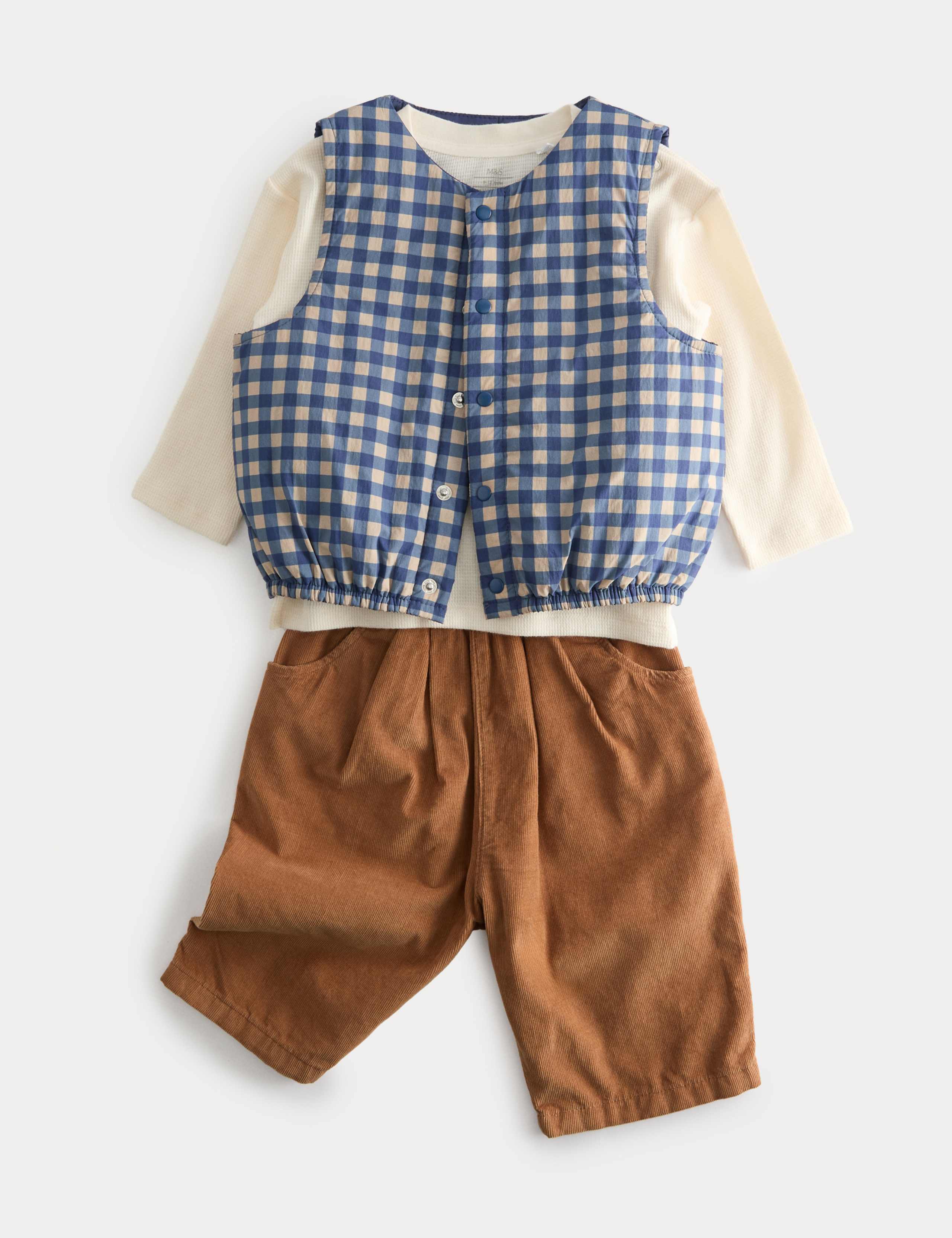 3 Piece Gingham Gilet Outfit (0-3 Yrs) 1 of 3