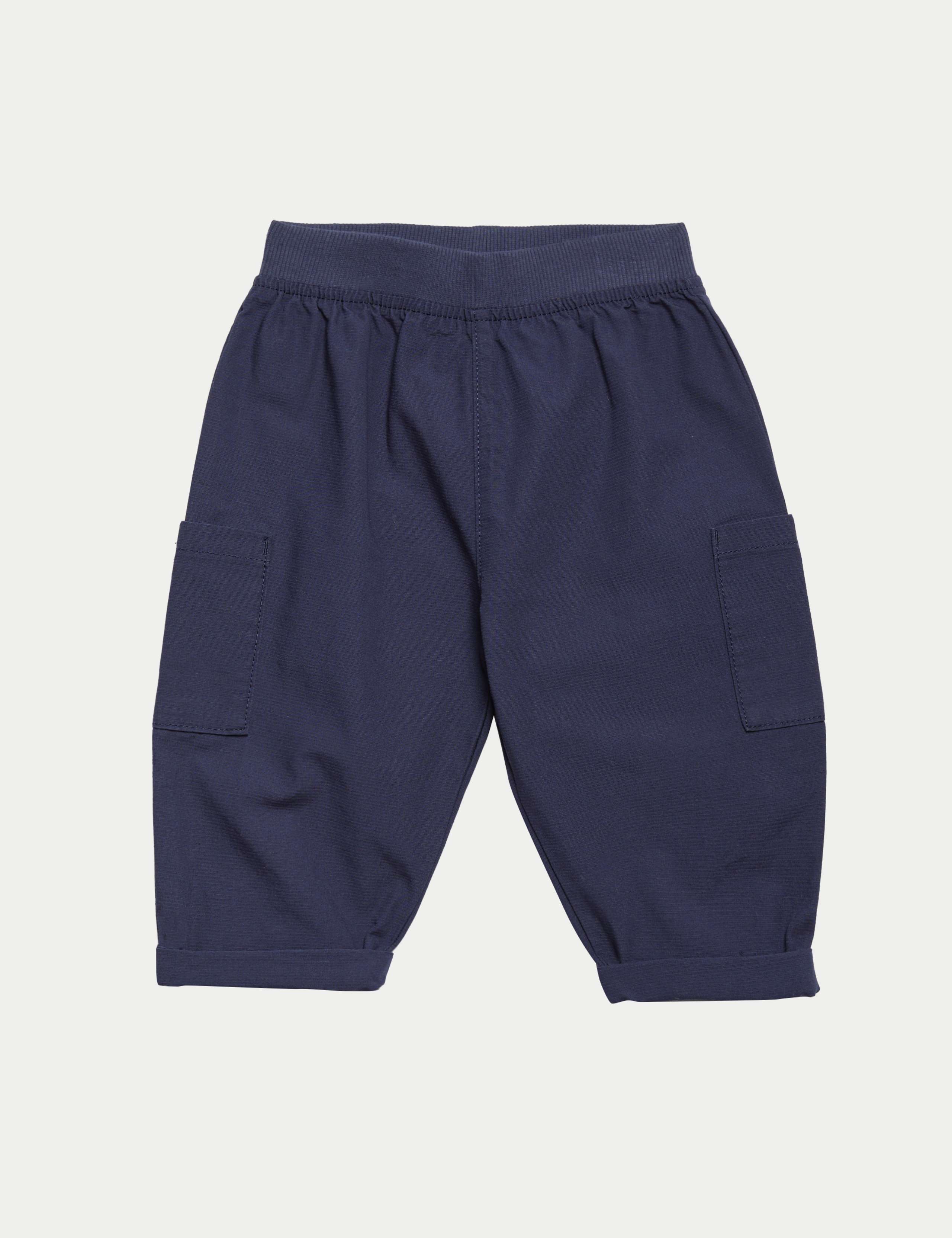 2 Pack Pure Cotton Cargo Trousers (0-3 Yrs) 1 of 1