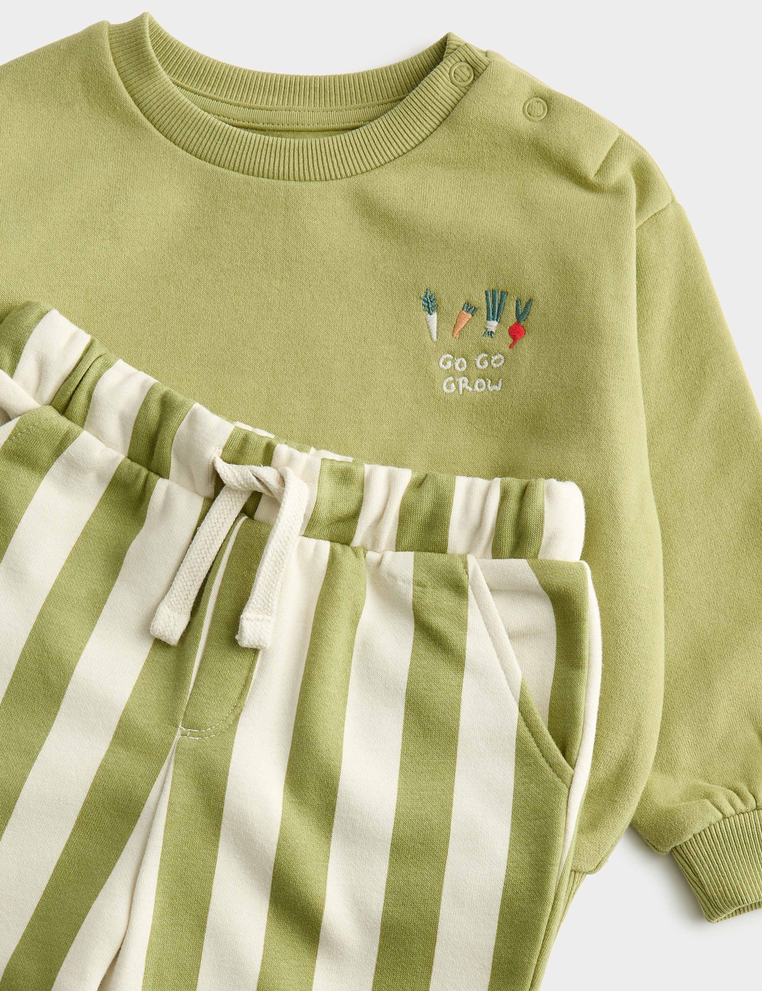 Veg Graphic Sweatshirt and Stripe Trousers (0-3 Years) 2 of 2