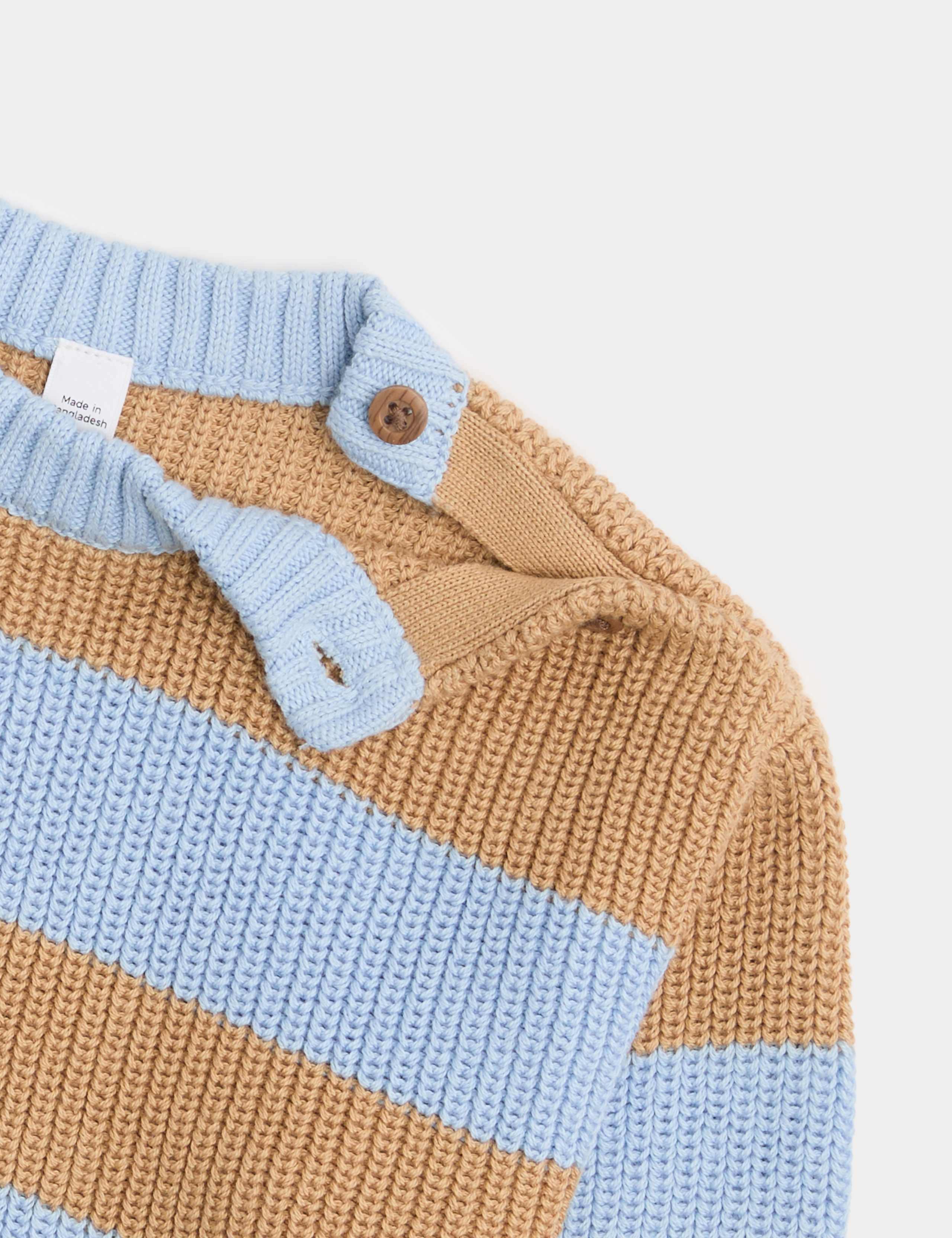 Pure Cotton Stripe Knitted Jumper (0-3 Yrs) 2 of 2