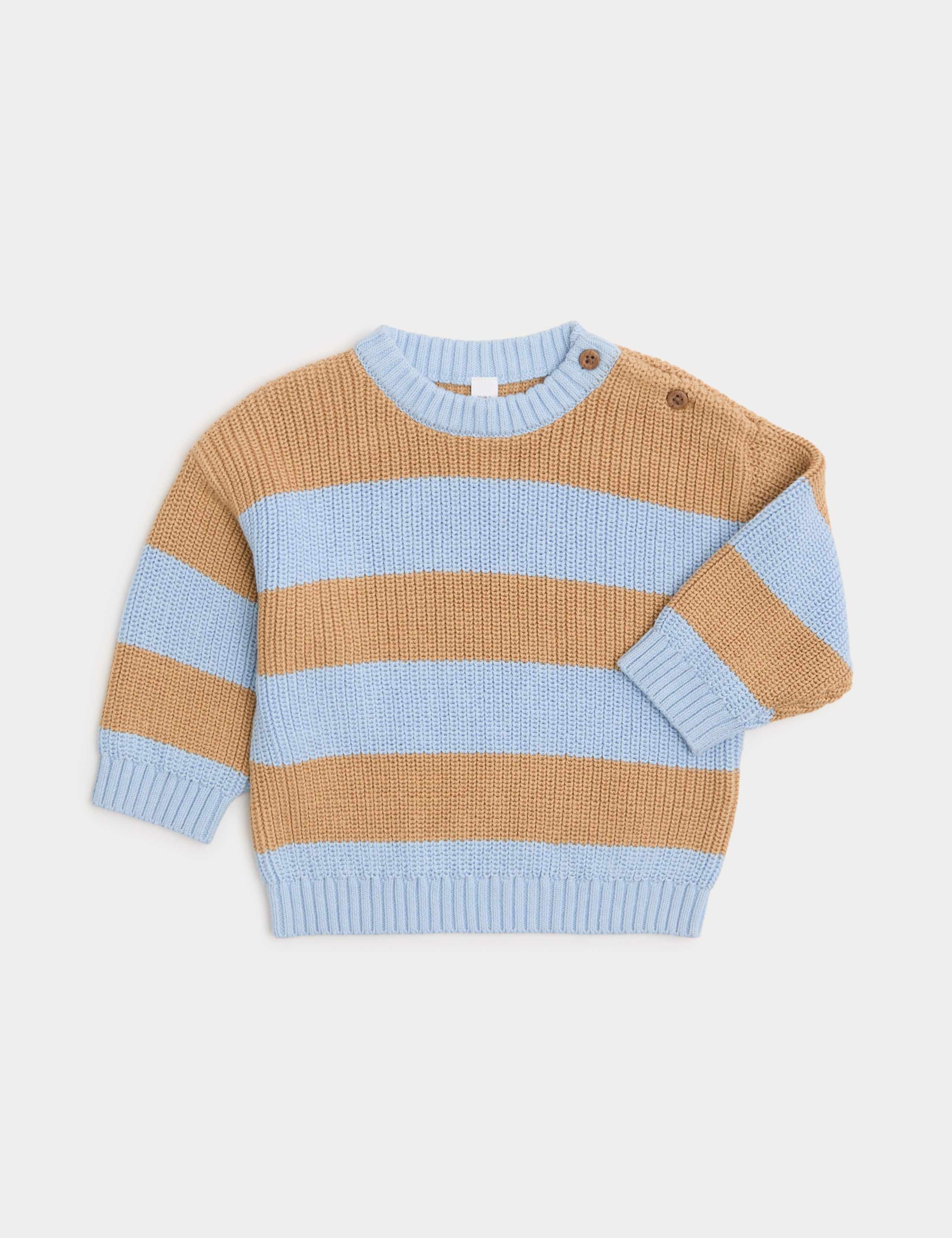 Pure Cotton Stripe Knitted Jumper (0-3 Years) 1 of 2