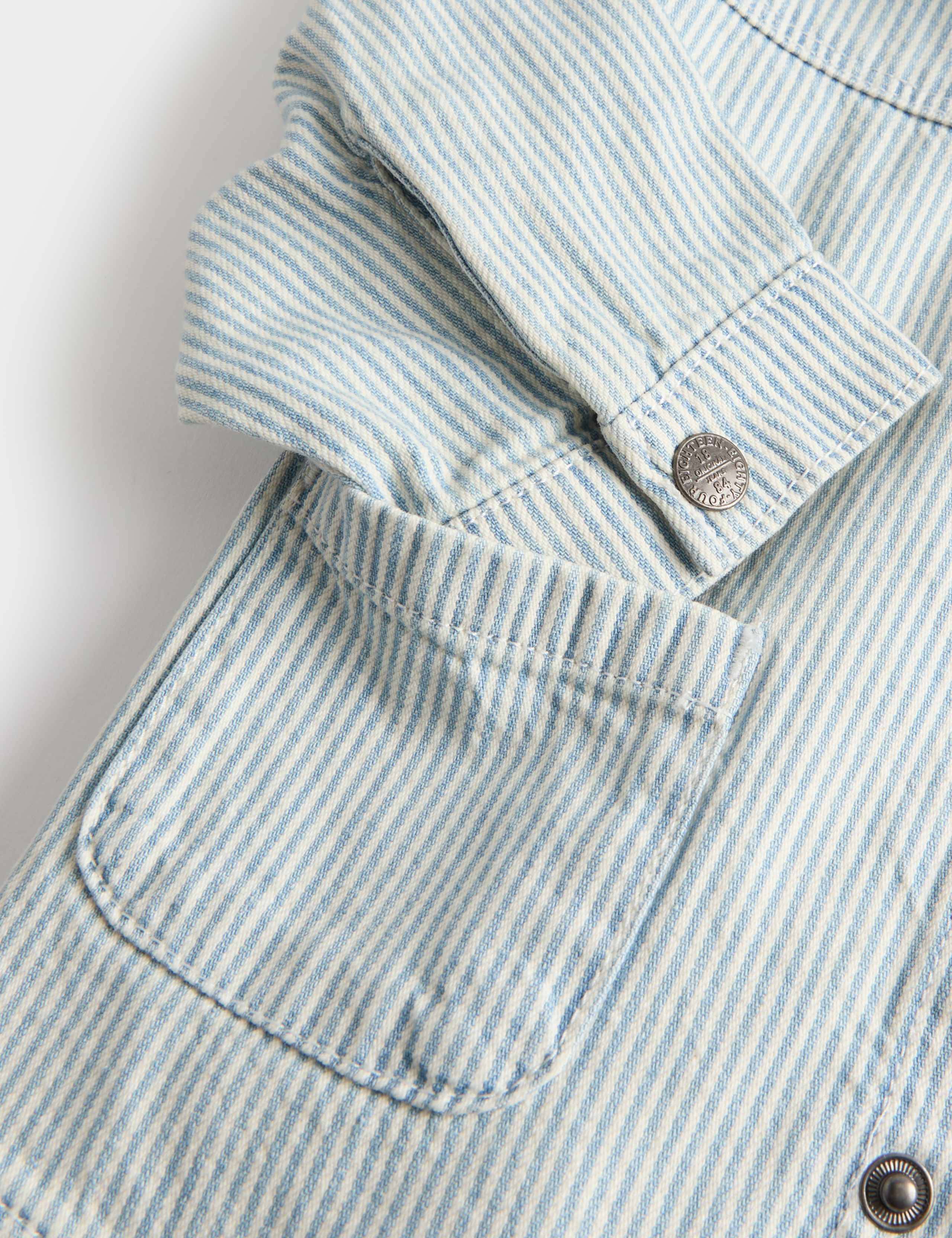 3 Piece Pure Cotton Blue Ticking Striped Outfit (0-3 Yrs) 6 of 7