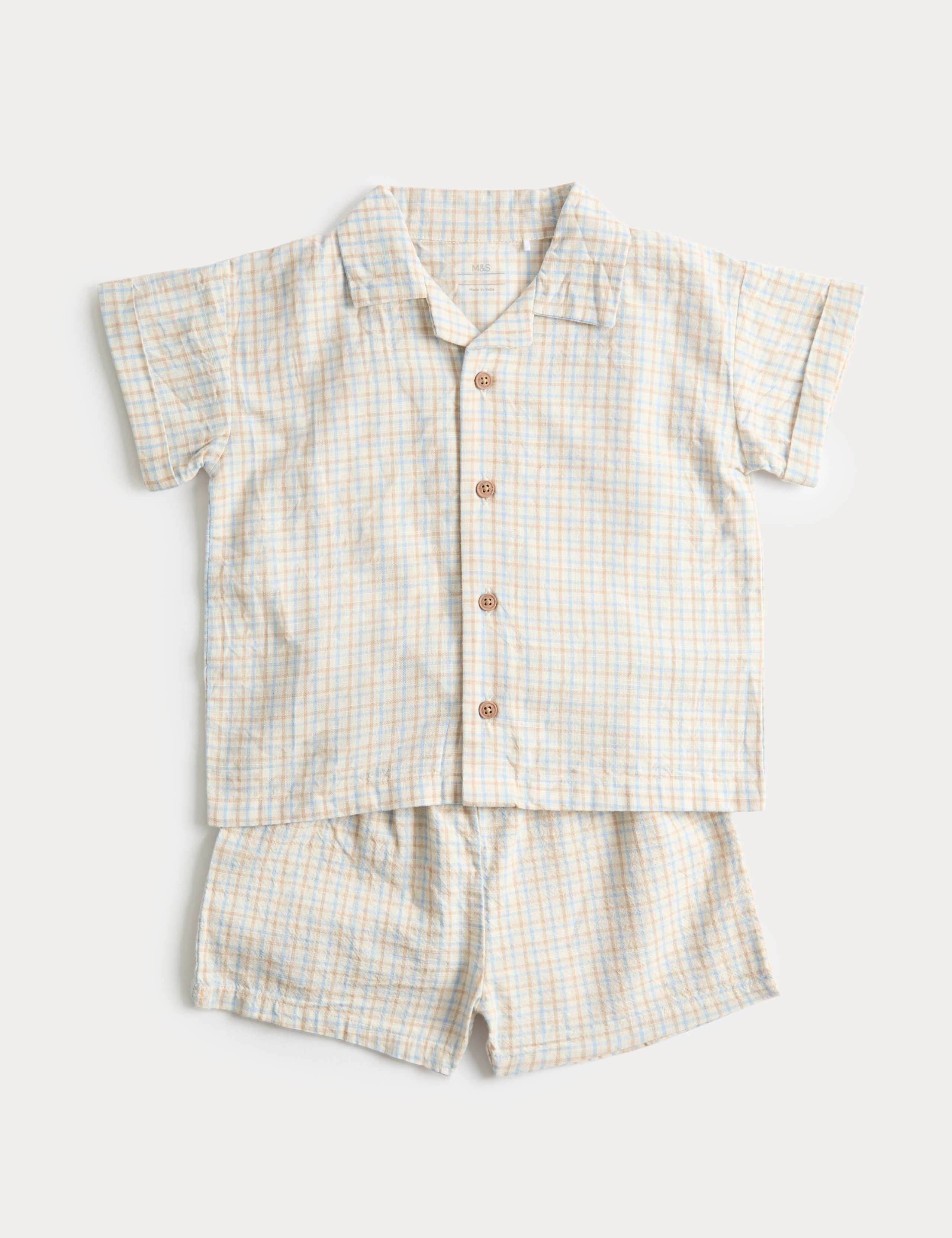 2 Piece Pure Cotton Checked Outfit (0-5 Yrs) 1 of 2