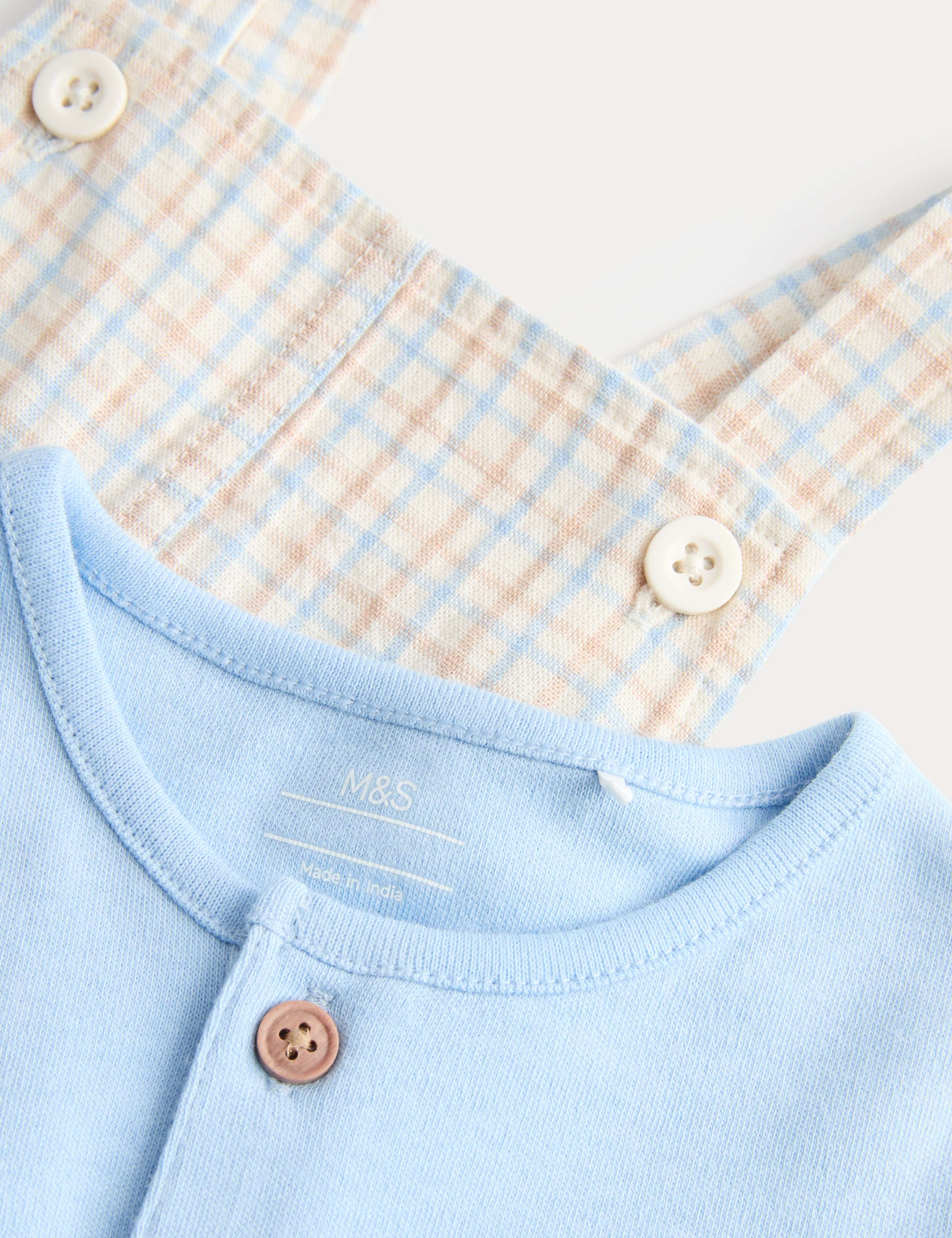 2 Piece Pure Cotton Checked Bibshort Outfit (0-3 Yrs) 3 of 5