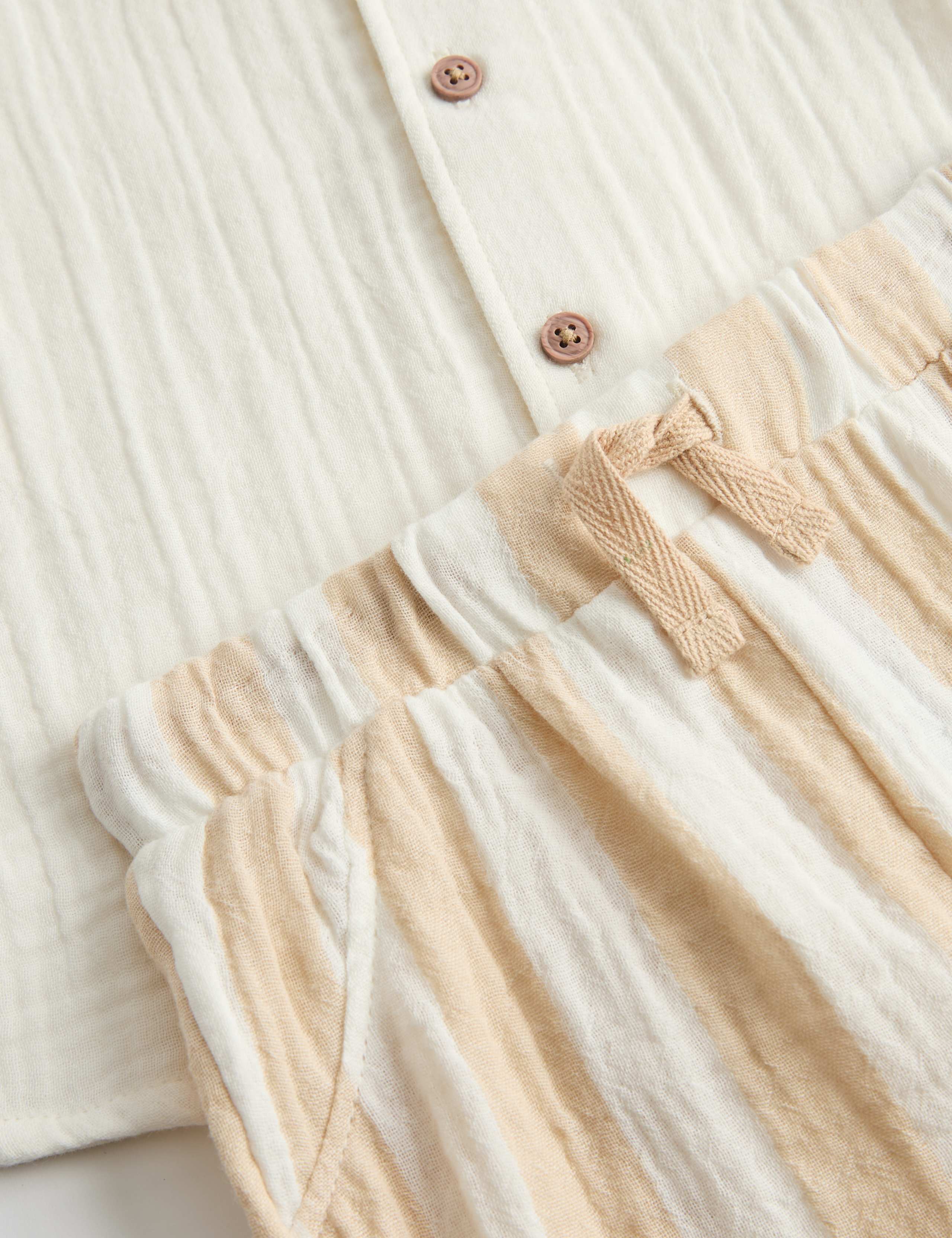 2 Piece Double Cloth Shirt and Striped Shorts Outfit (0-5 Years) 2 of 3